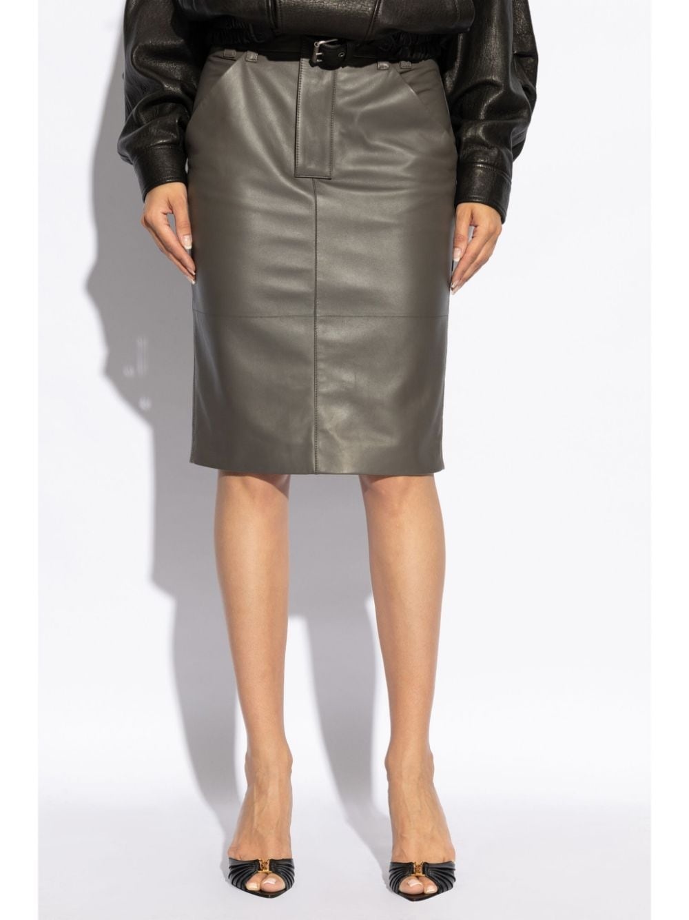leather pencil skirt - 3