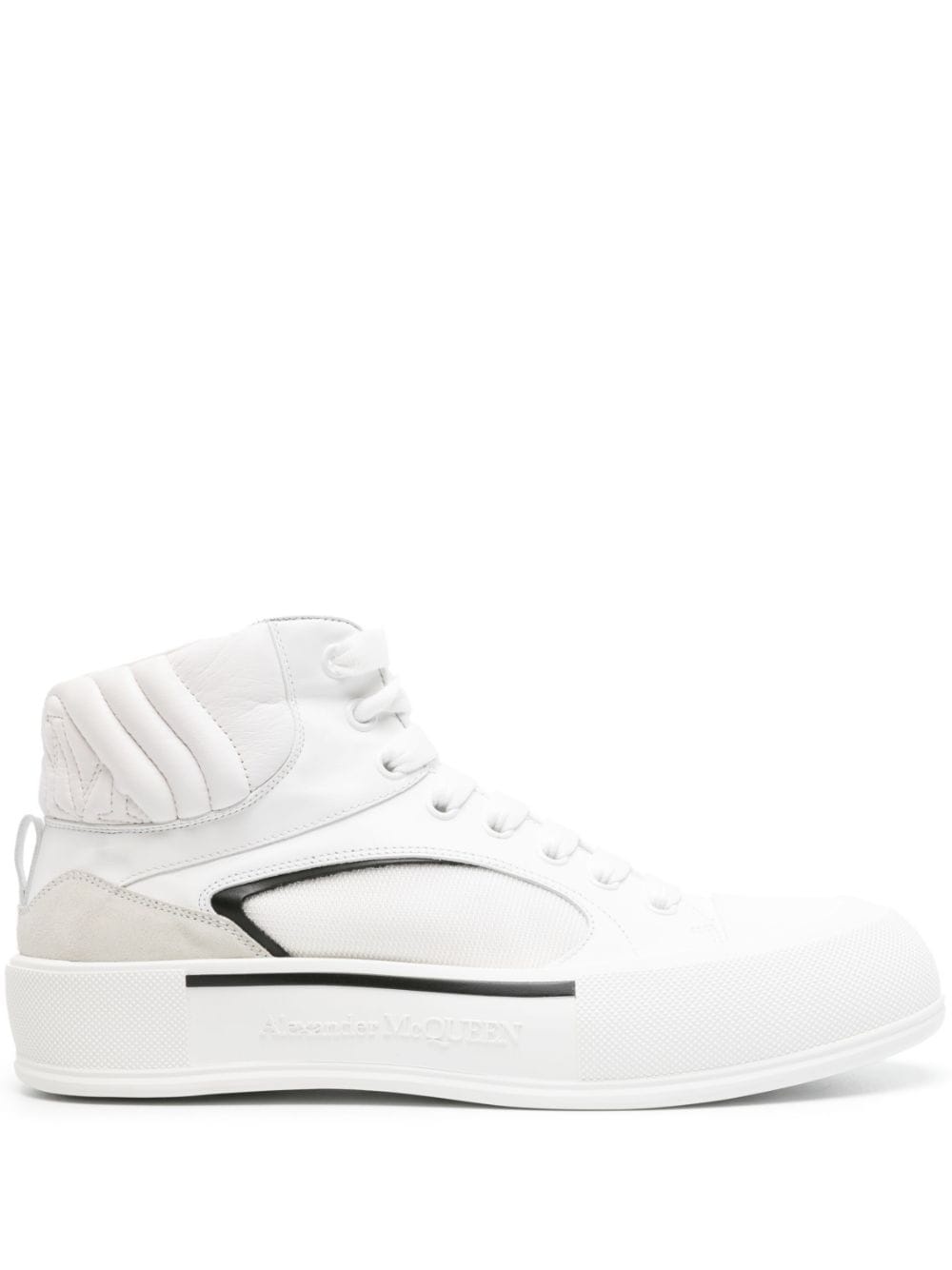 Seal-embroidered leather sneakers - 1