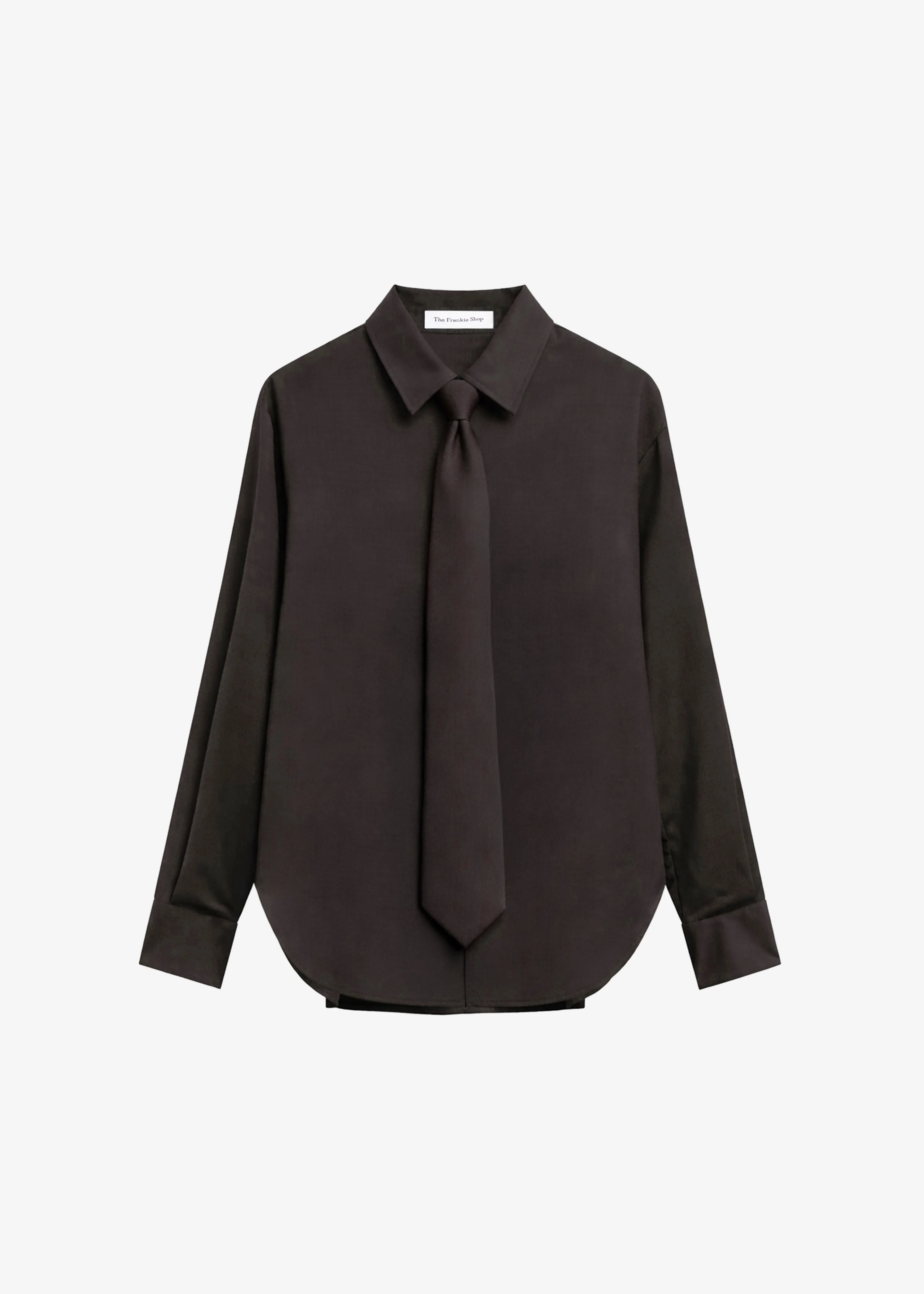 Peri Tie Neck Shirt - Brown - 1
