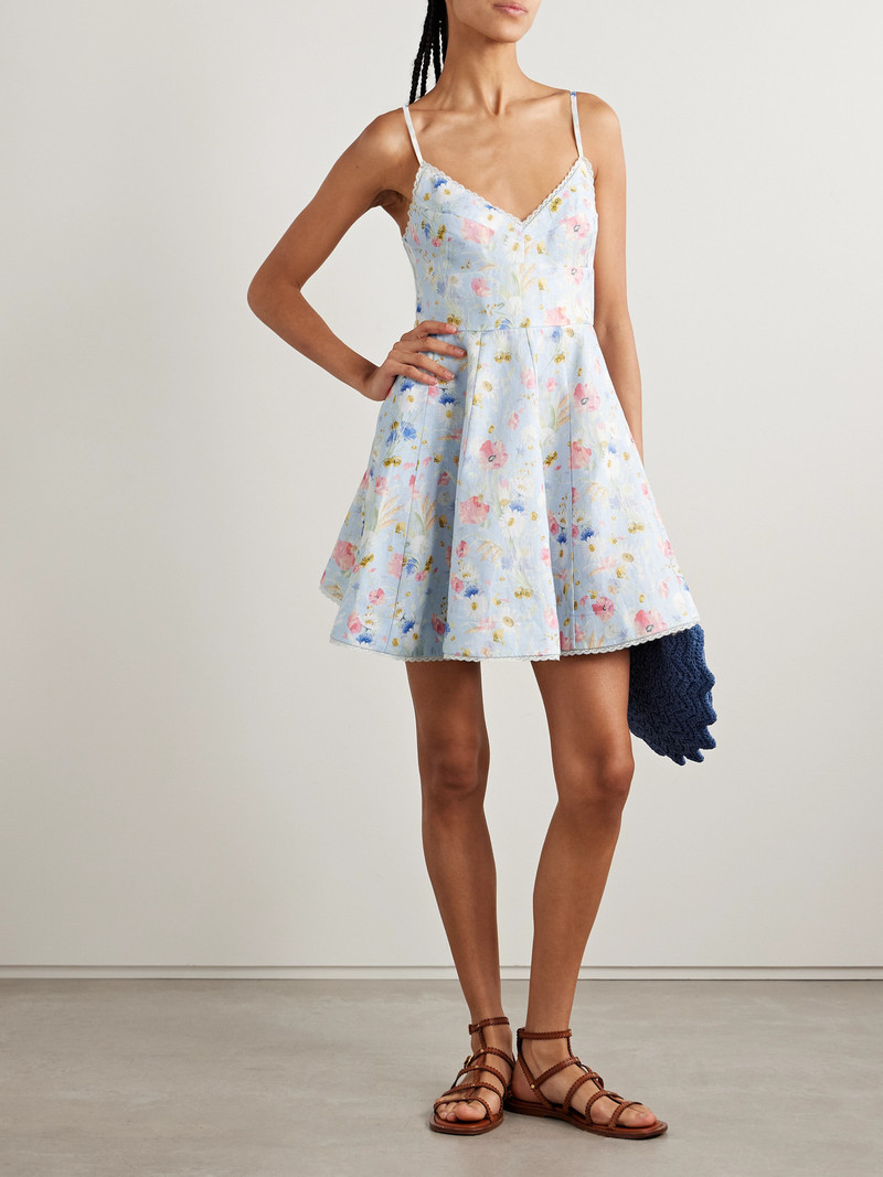 Zimmermann Lucky Lace-trimmed Floral-print Linen Mini Dress outlook