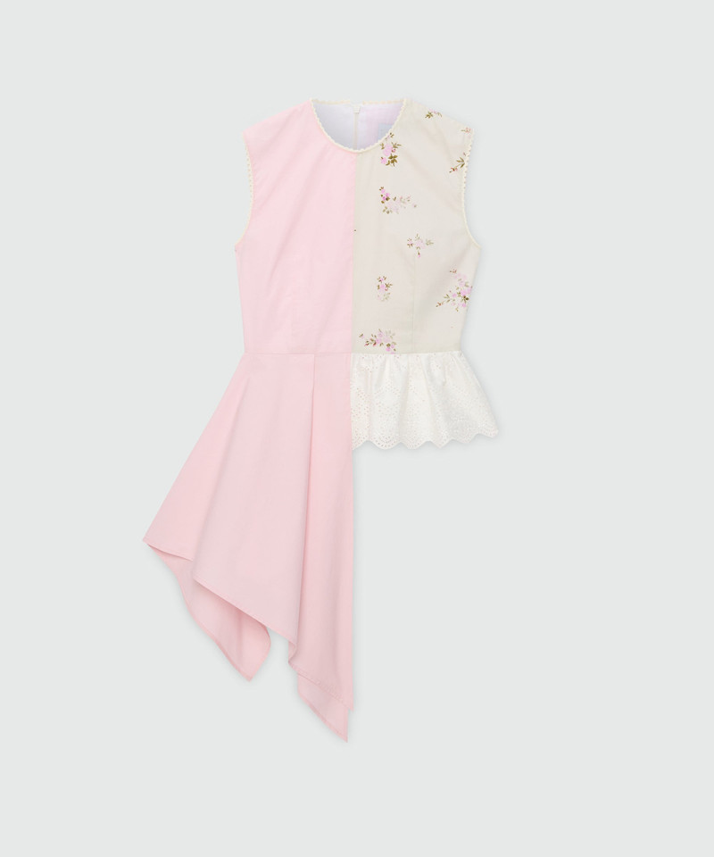 Pink patchwork poplin and Sangallo top 1