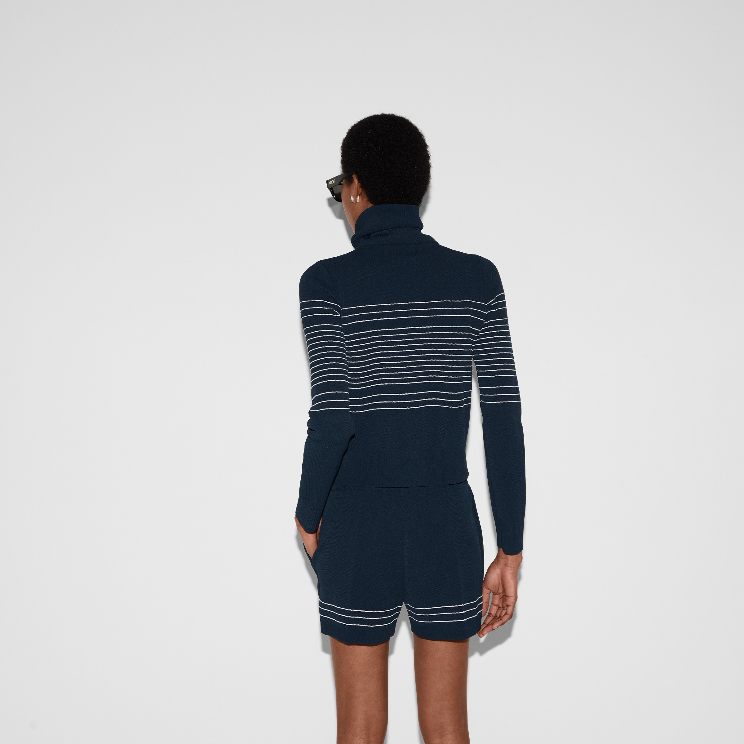 Fabric polo jacket with intarsia - 4