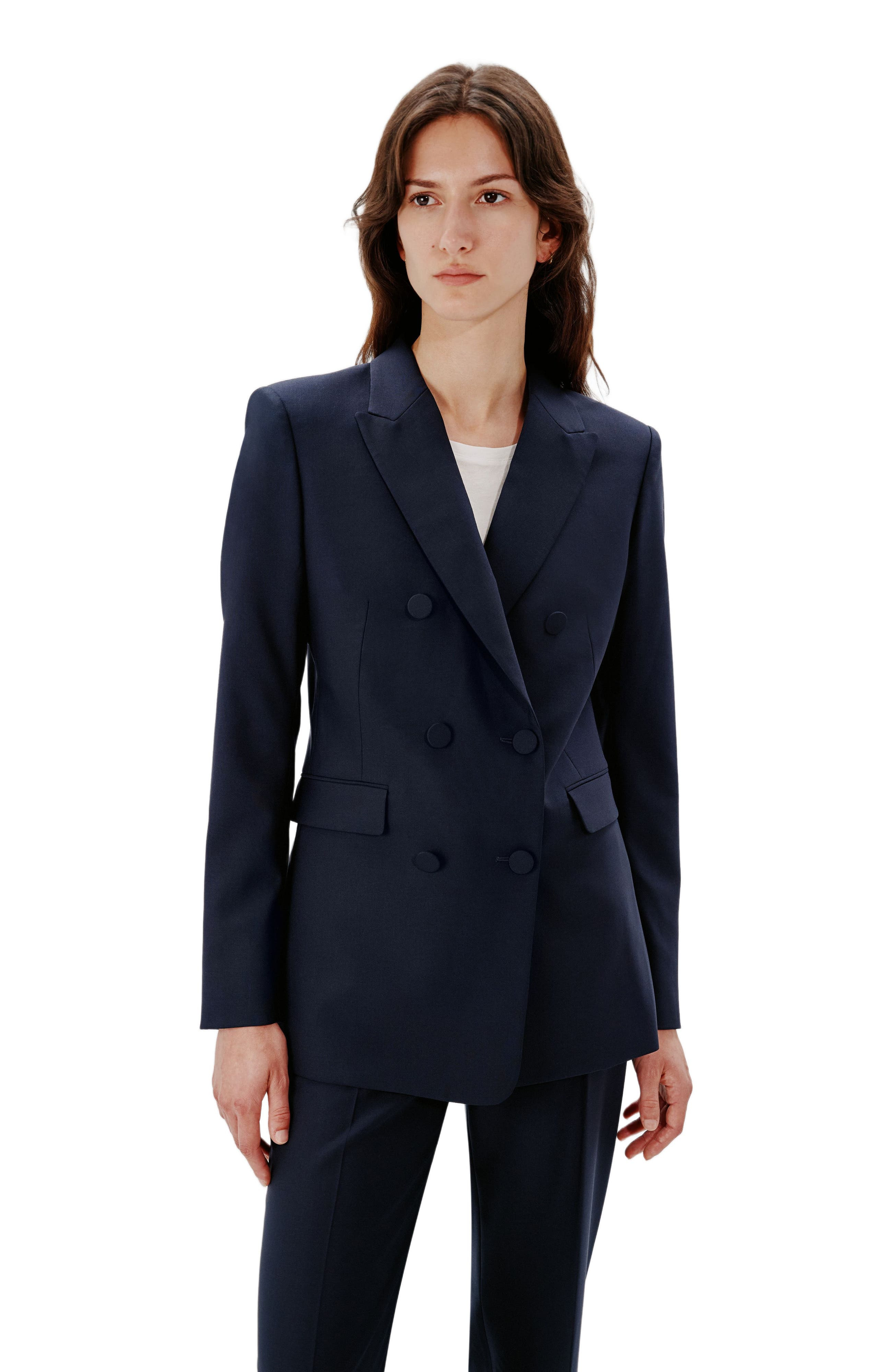 Another Tomorrow DOUBLE BREASTED JACKET in Navy at Nordstrom - 5