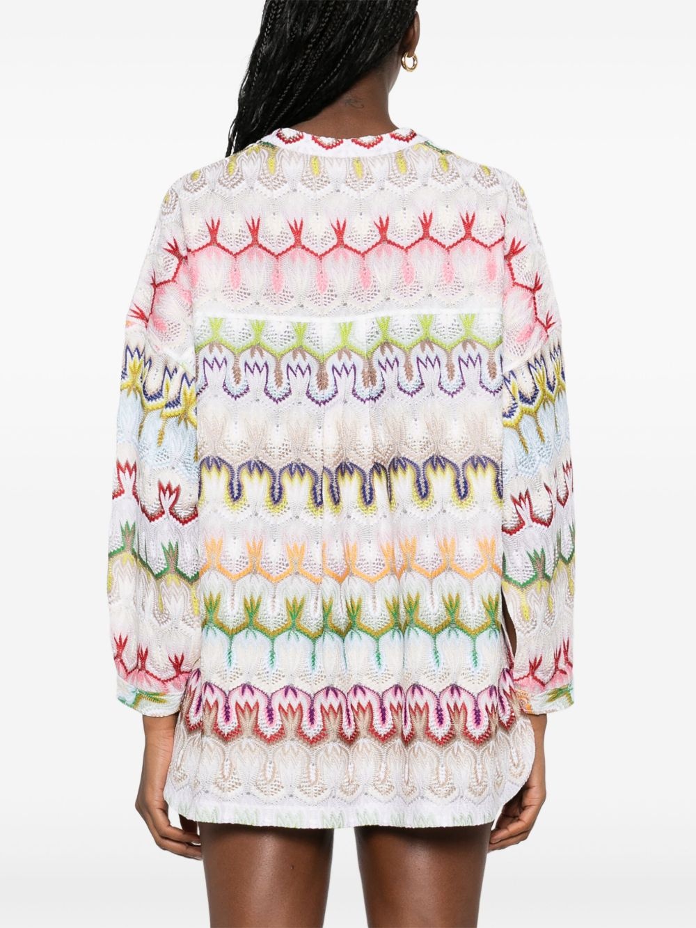 crochet-knit mini dress - 4