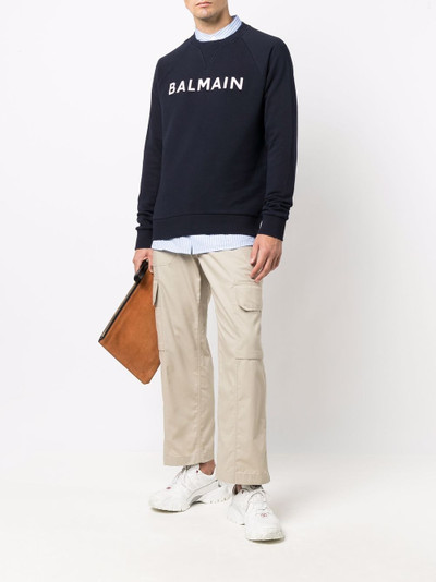 Balmain logo-appliqué cotton sweatshirt outlook