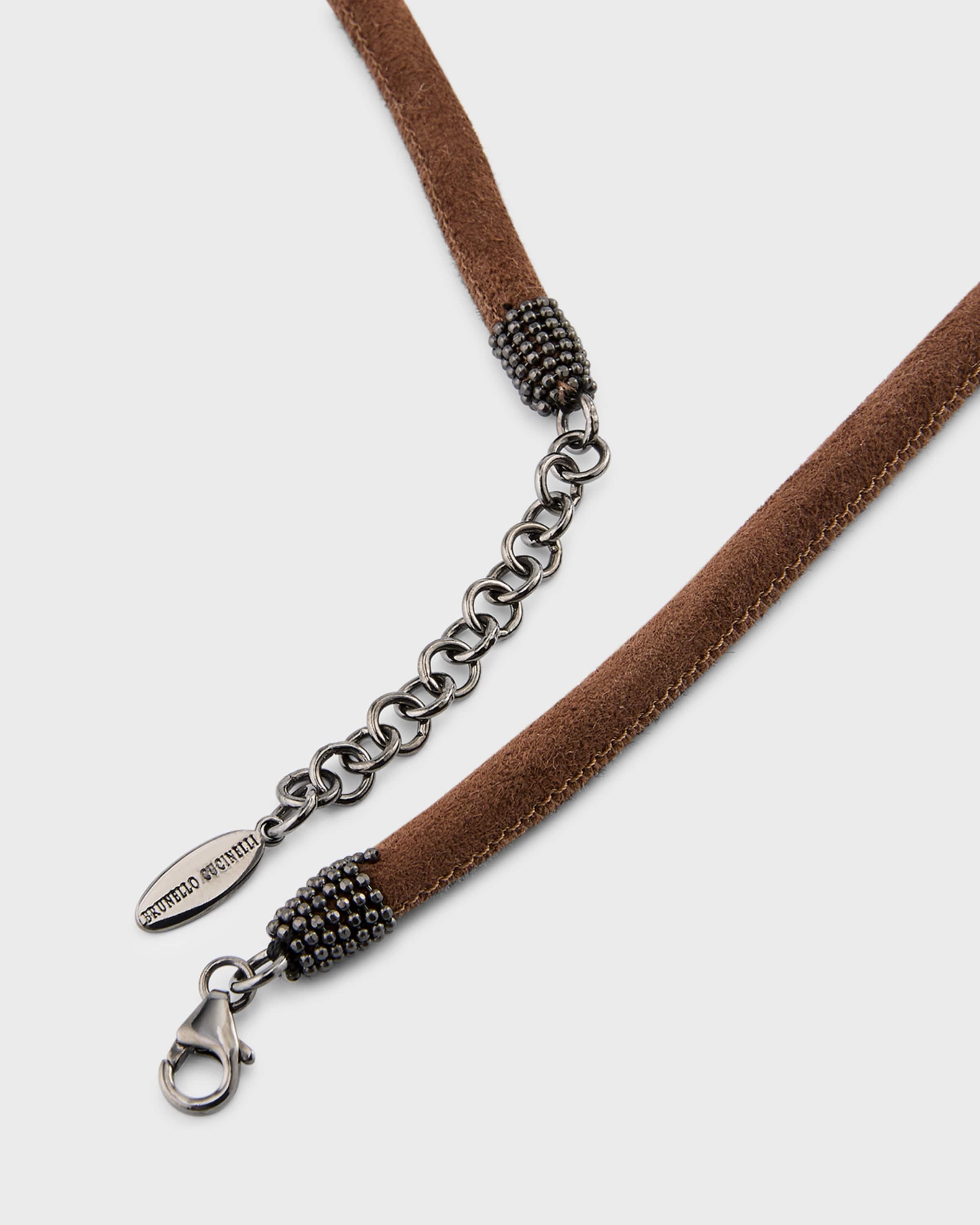 Monili Braided Leather Choker Necklace - 3