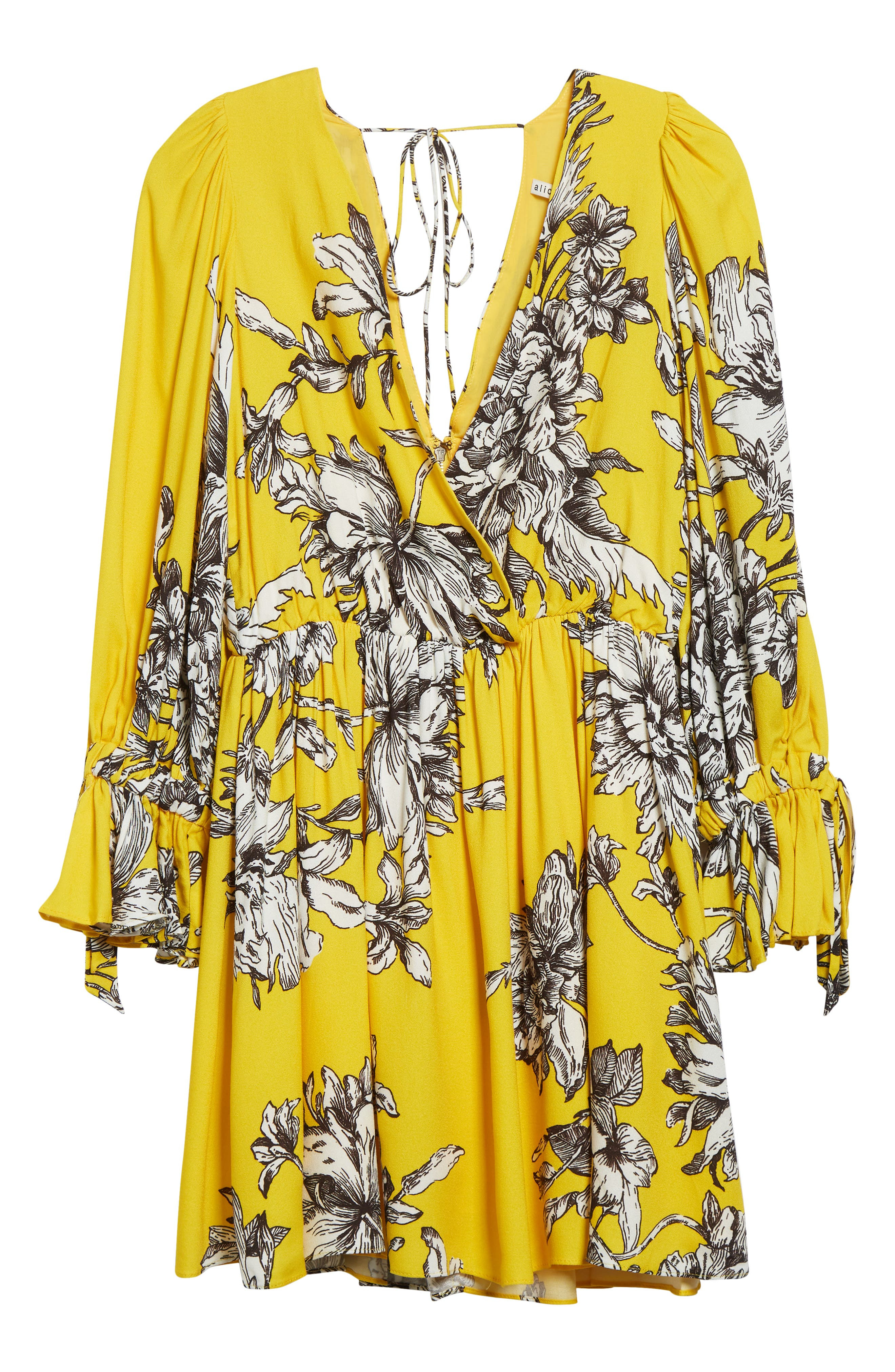 Alice + Olivia Clarissa Floral Long Sleeve Minidress in Blooming Wild Golden Hour at Nordstrom - 5
