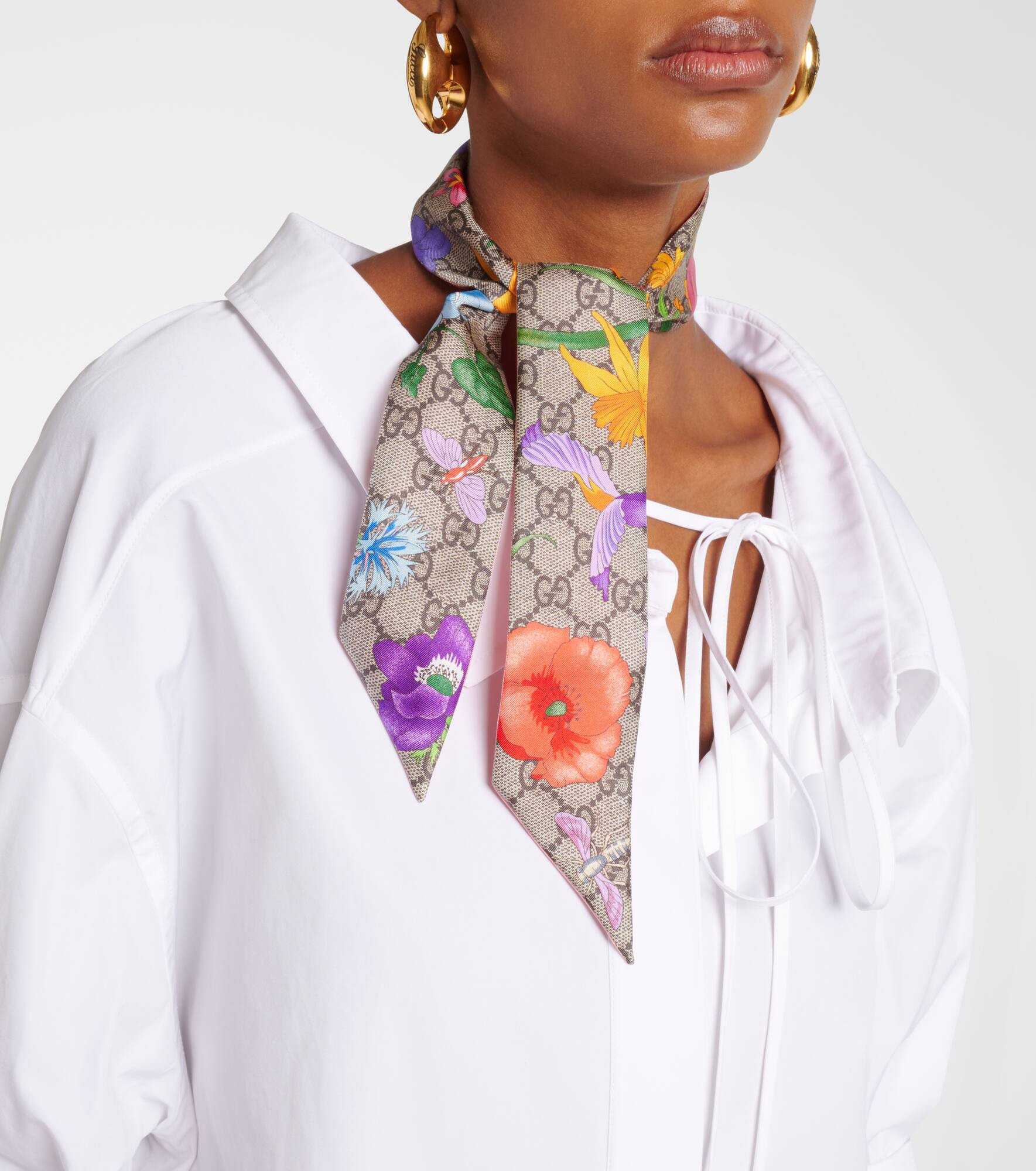GG Flora silk neck tie - 2