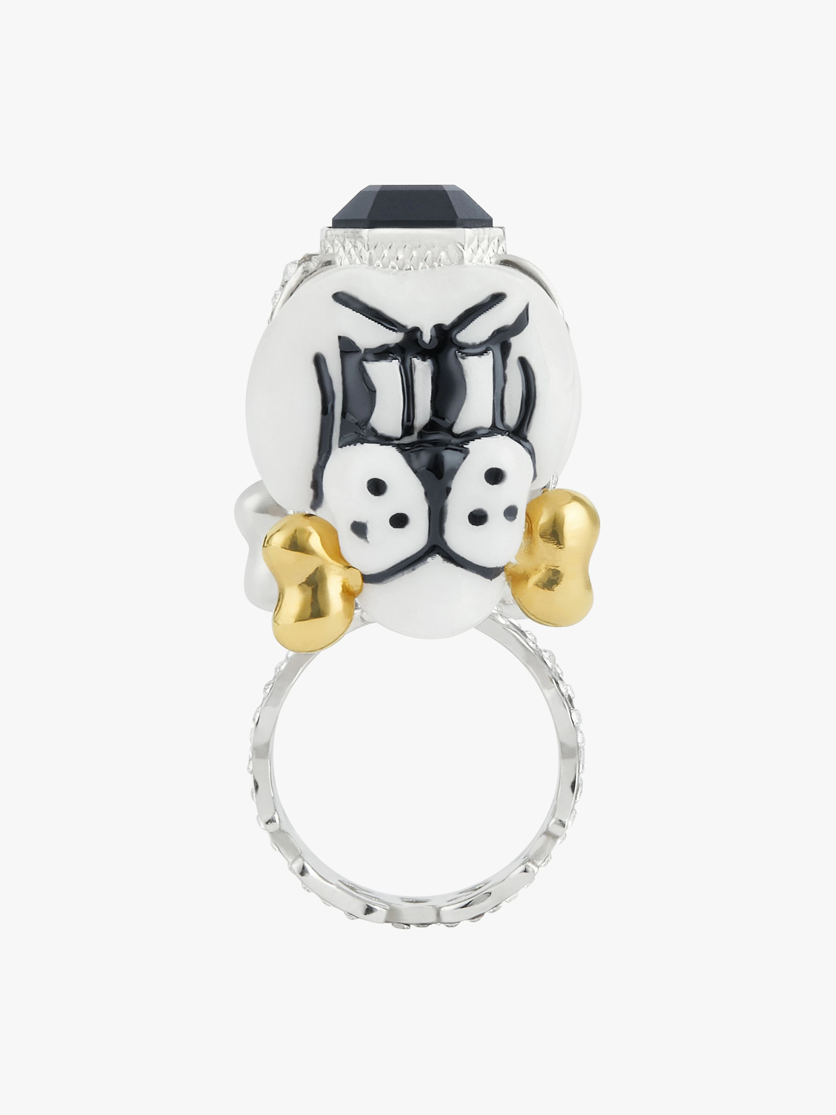 TWO FACES DOG RING WITH CRYTALS - 1