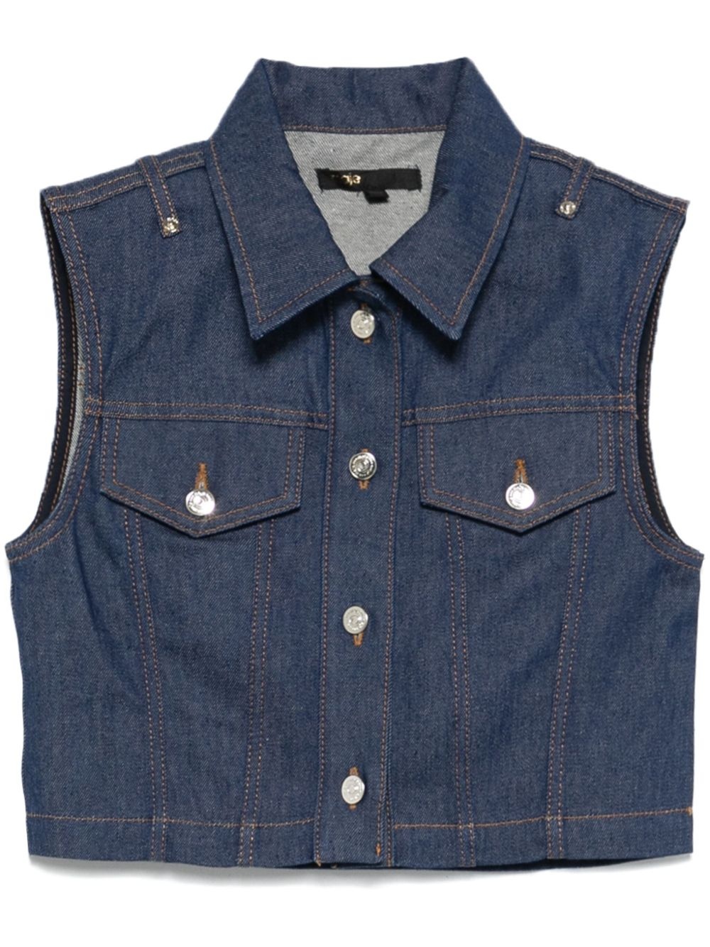 denim cropped gilet - 1