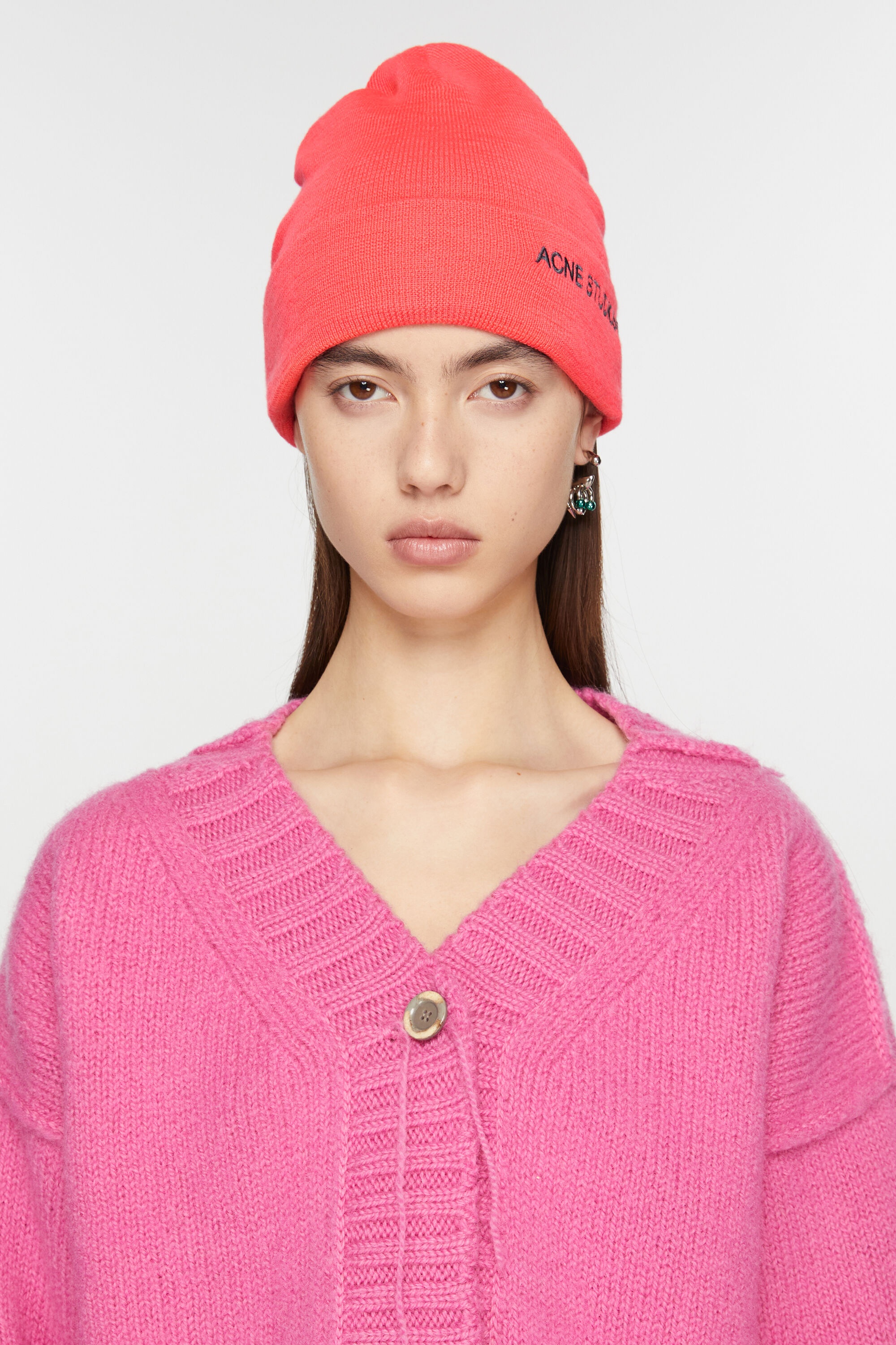 Embroidered logo beanie - Fluo pink - 2