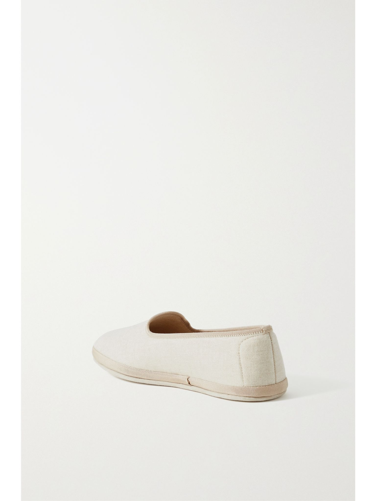 Venice embroidered cashmere-blend flannel slippers Ecru - 4