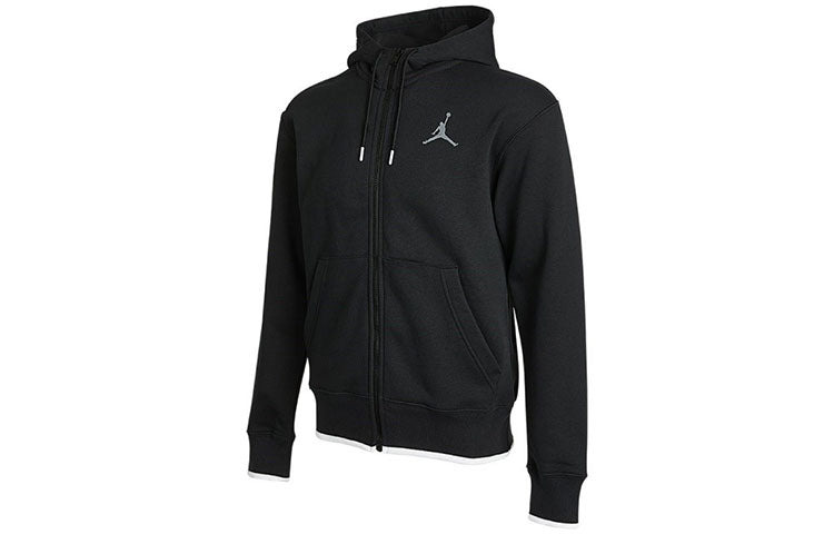 Air Jordan MENS Logo Print Fleeced Sports Hooded Jacket Black CV2356-010 - 3