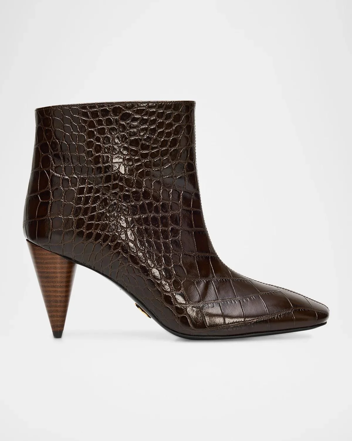 85mm Croc-Embossed Vegan Leather Ankle Boots - 1