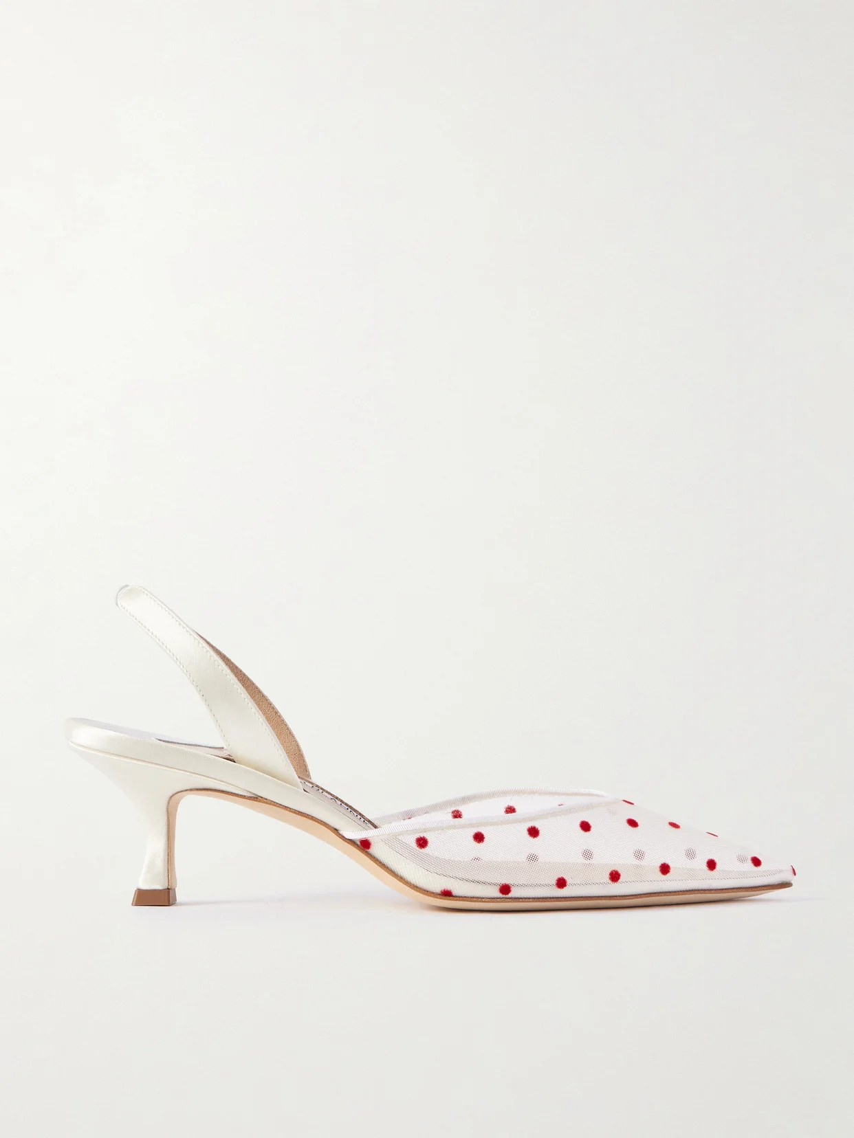 Carolyne 50 Polka-dot Flocked Mesh And Satin Slingback Pumps - 1
