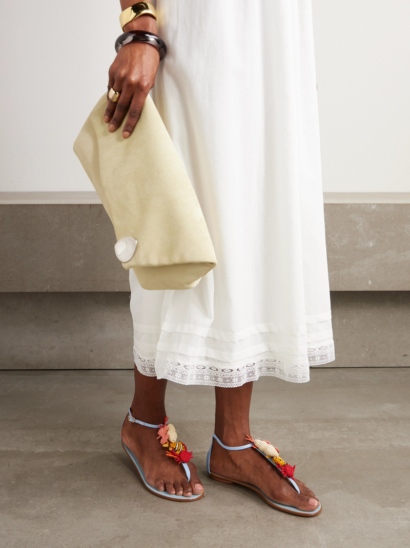 AQUAZZURA Gypsea Embellished Woven Raffia Sandals outlook