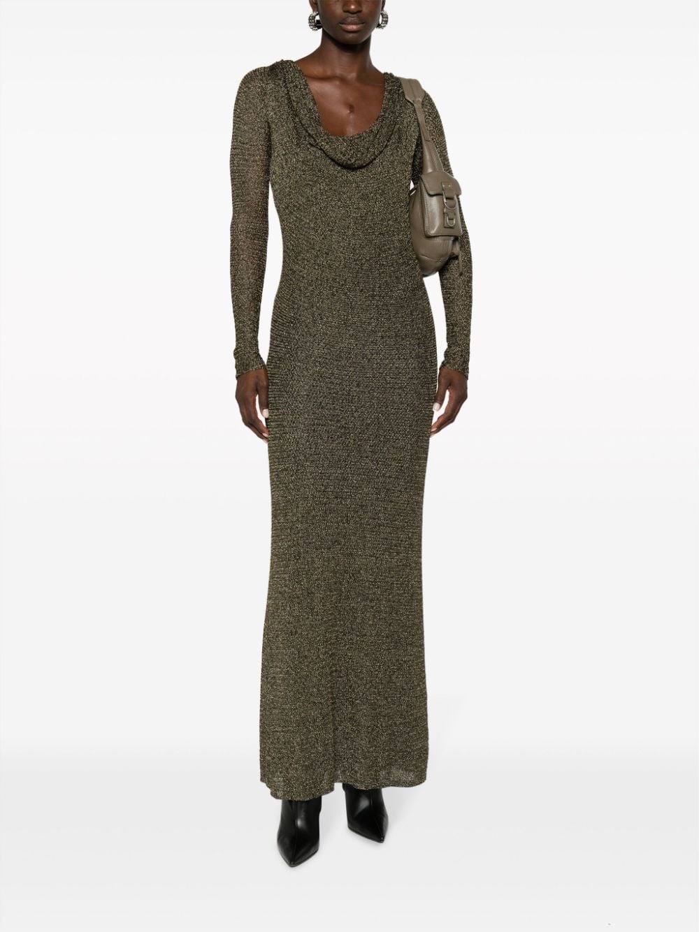 cowl-neck lamÃ© maxi dress - 2