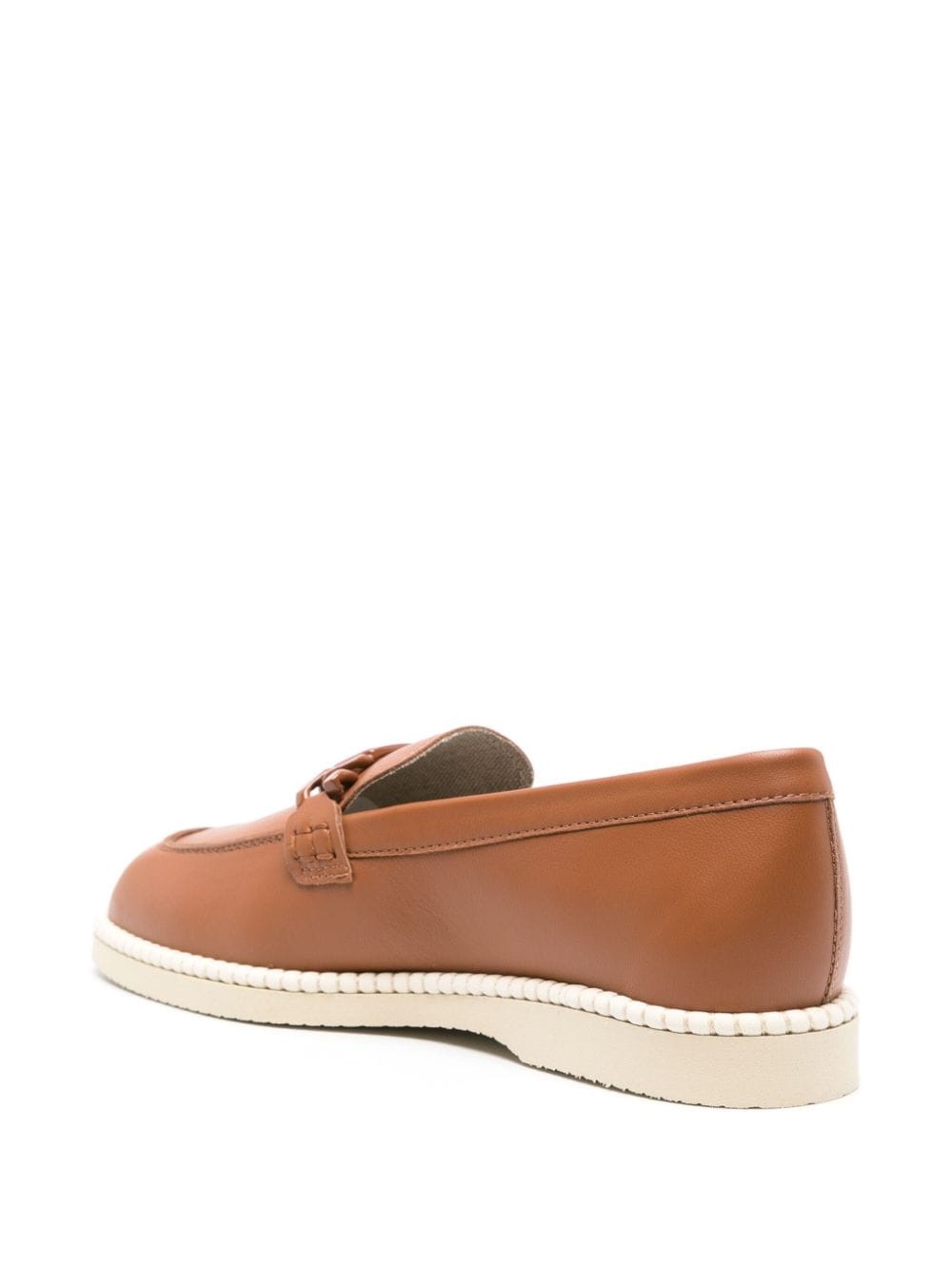 logo-buckle leather loafers - 3