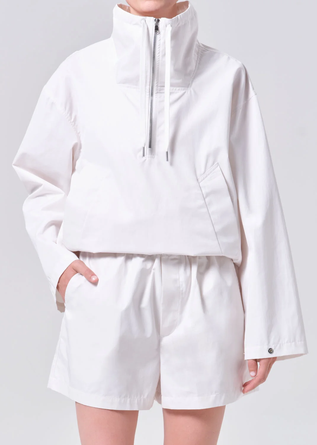 LYDIA NYLON POPOVER ANORAK IN CHALK WHITE - 1
