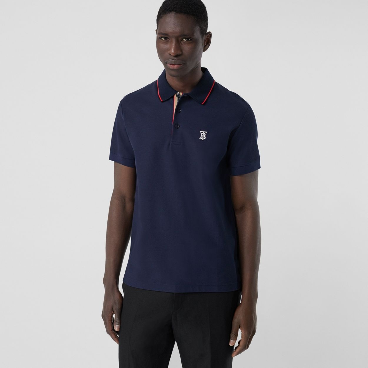 Icon Stripe Placket Cotton Piqué Polo Shirt - 5