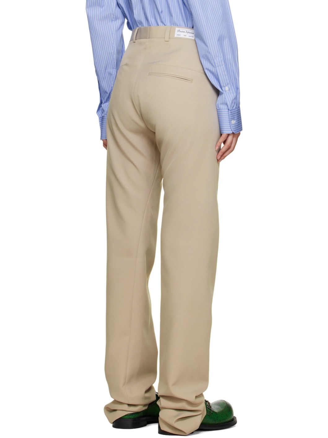 Taupe Twist Seam Trousers - 3