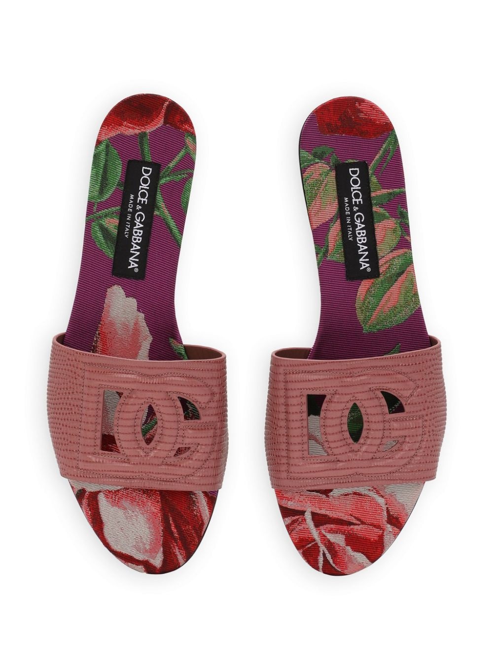 DG lizard-effect leather slides - 4