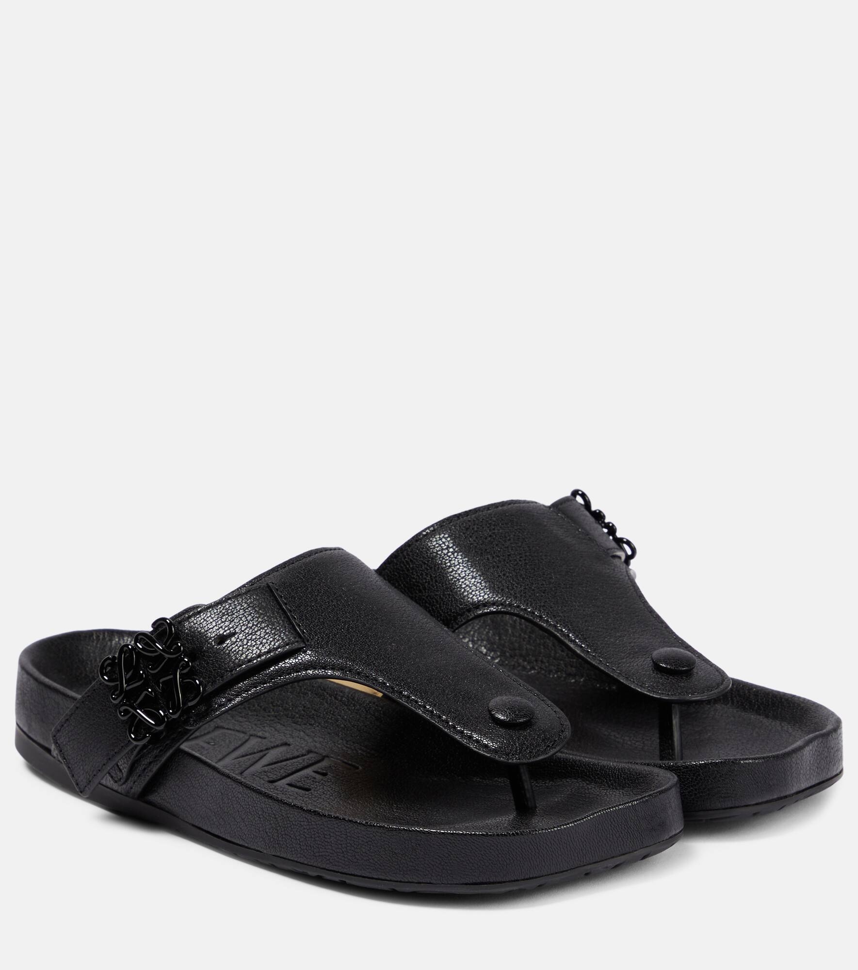 Leather thong sandals - 1