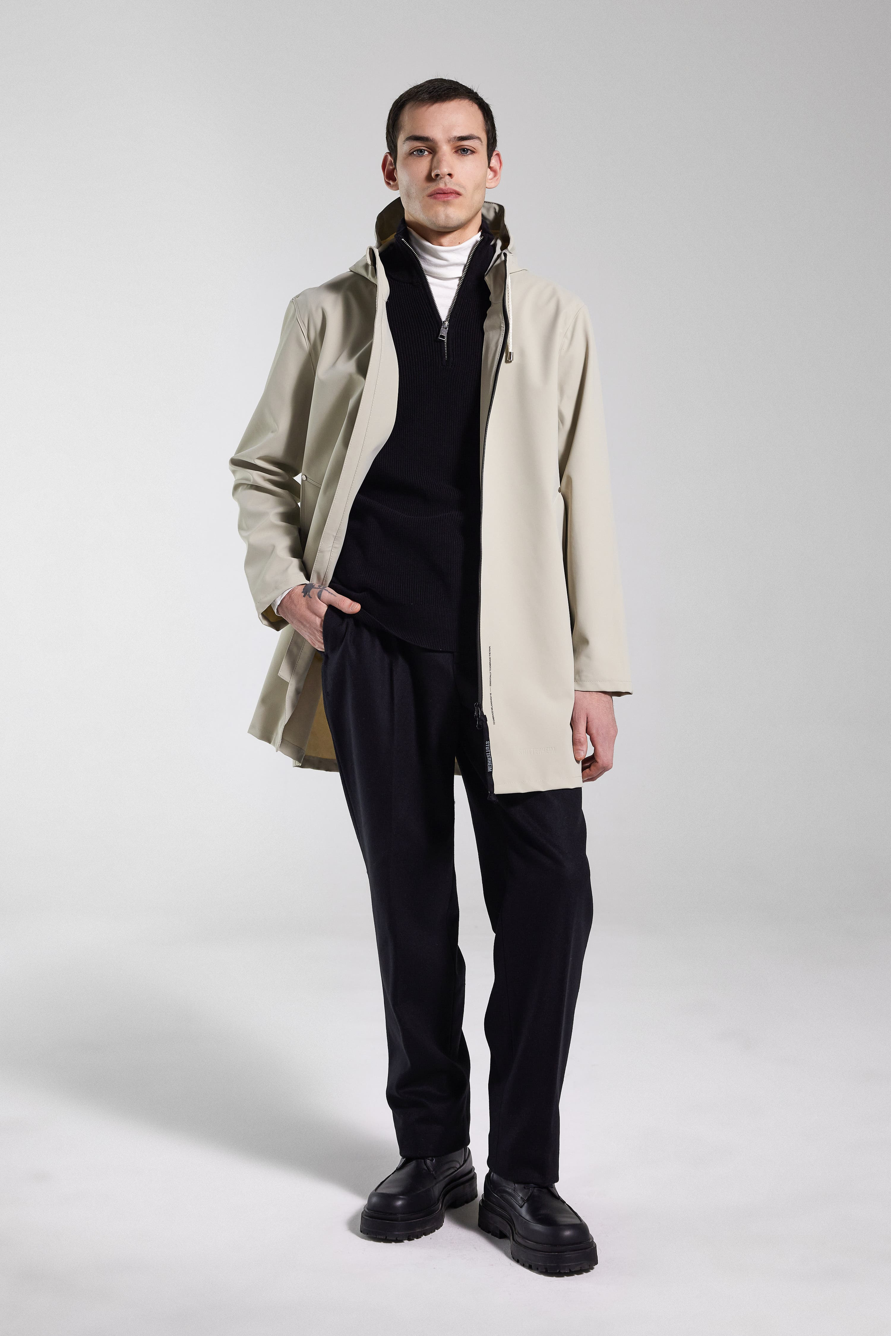 Stutterheim Stockholm Lightweight Zip Matte Raincoat in Pelican at Nordstrom - 5