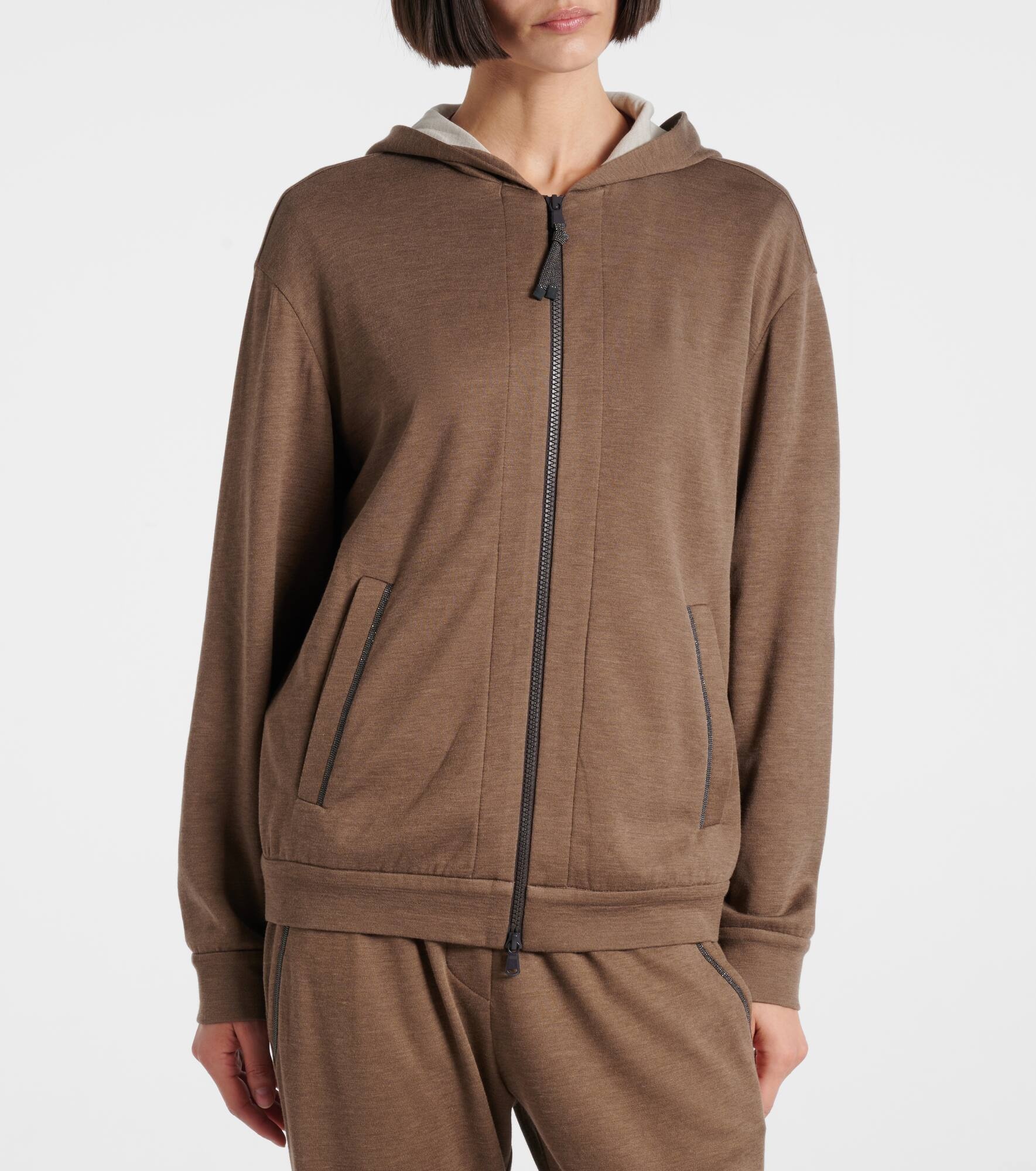 Cotton and silk zip-up hoodie - 6