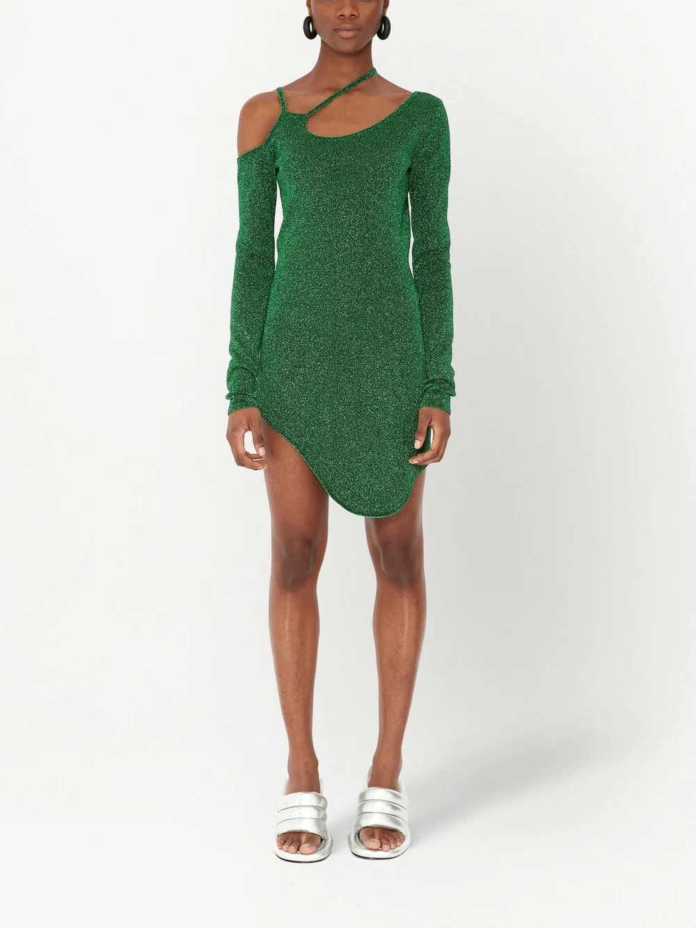 glitter cut-out asymmetric dress - 2