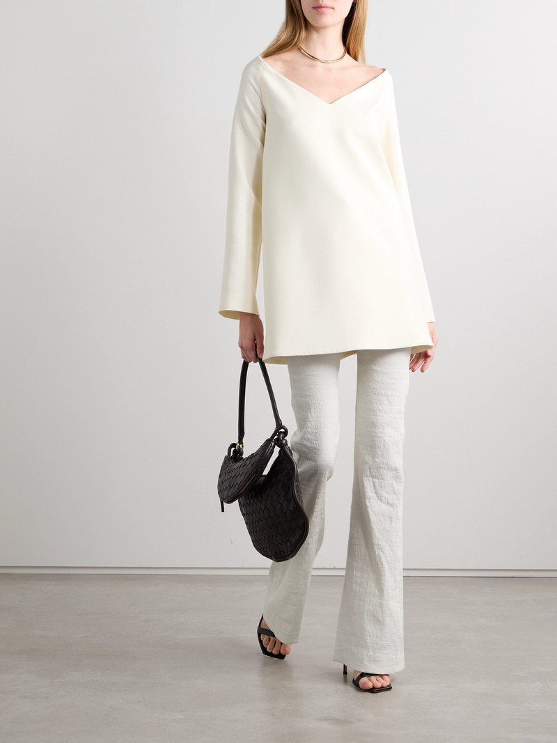 BRANDON MAXWELL The Fae Crinkled Linen-blend Flared Pants outlook