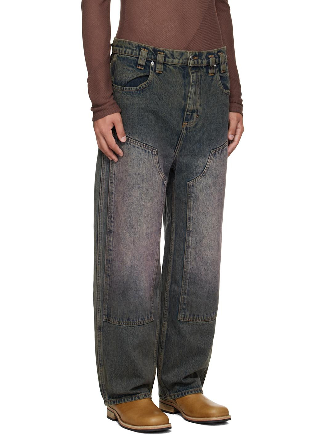 Blue Double Knee Baggy Jeans - 2