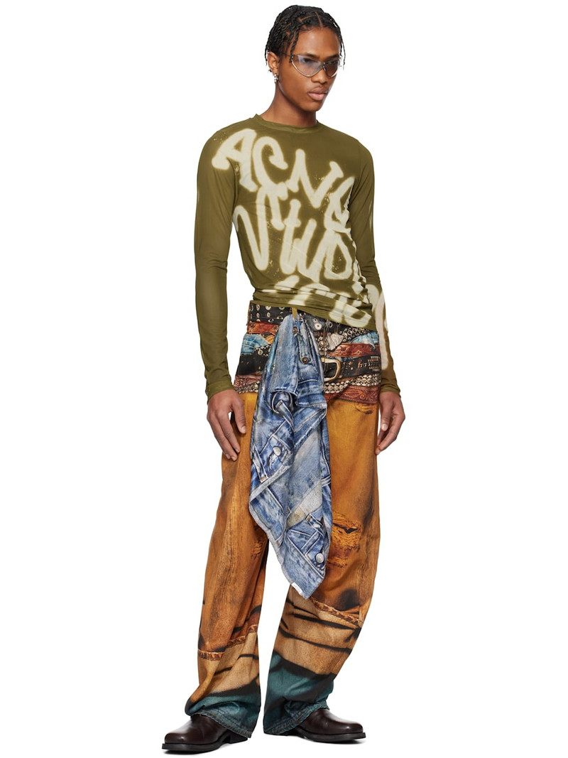 Acne Studios Green Sprayed Logo Long Sleeve T-shirt outlook