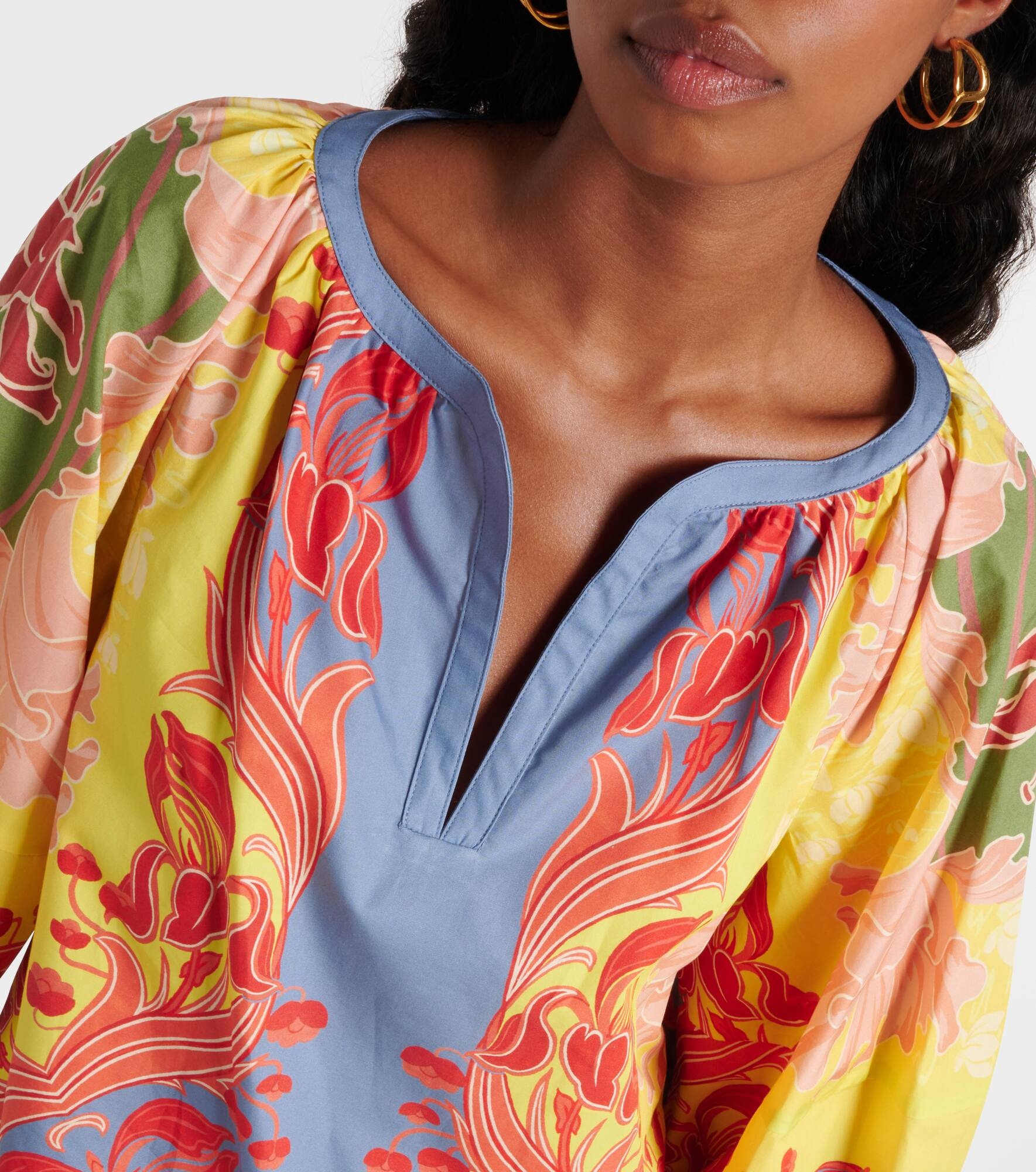 Printed balloon-sleeve cotton blouse - 4