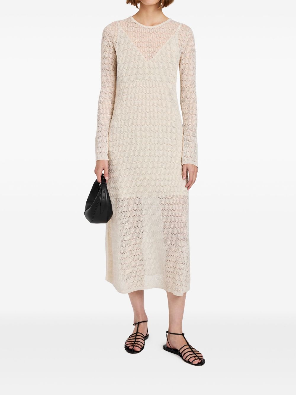 knitted long-sleeve midi dress - 2