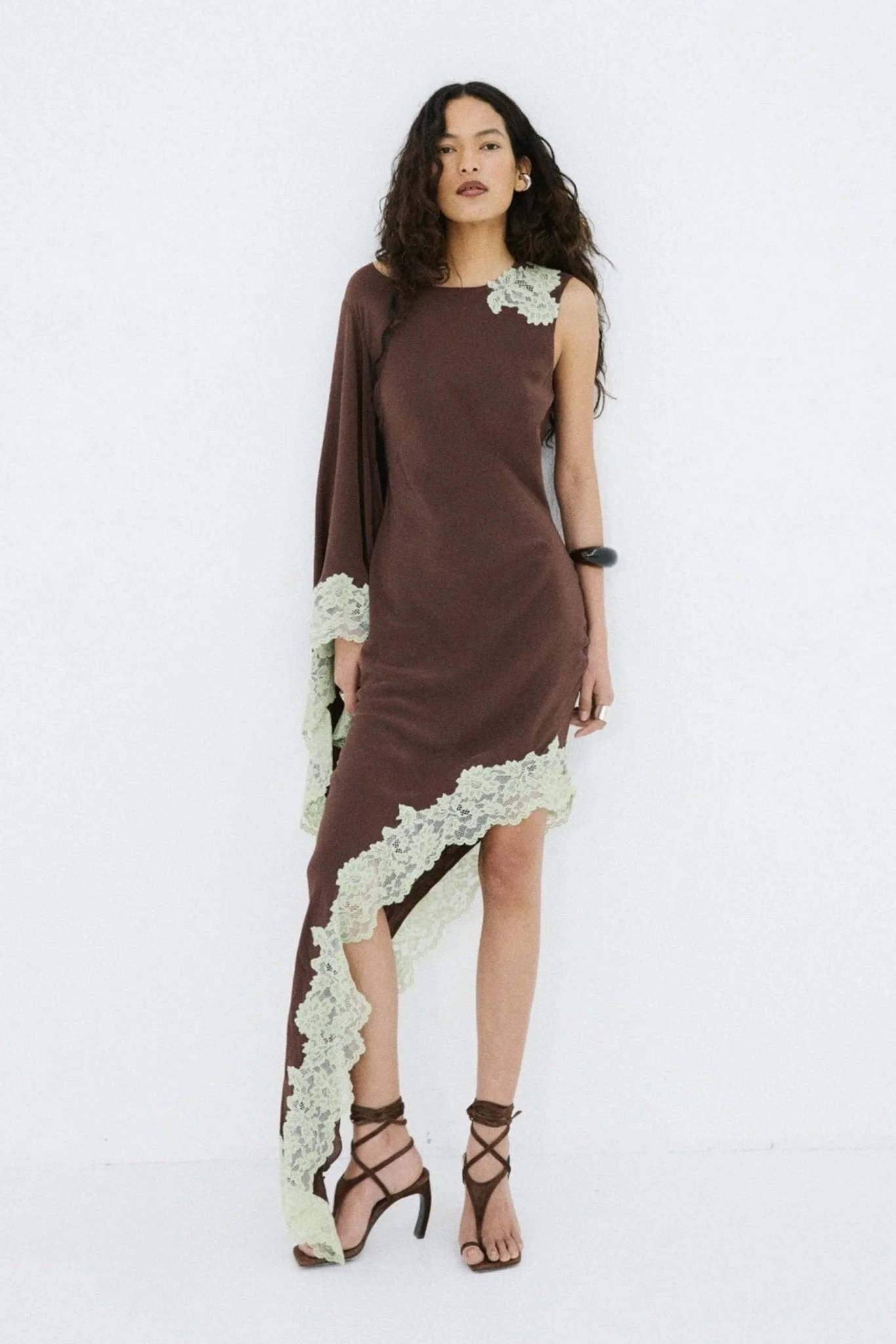 VETA MAXI DRESS IN BROWN CREPE DE CHINE - 1