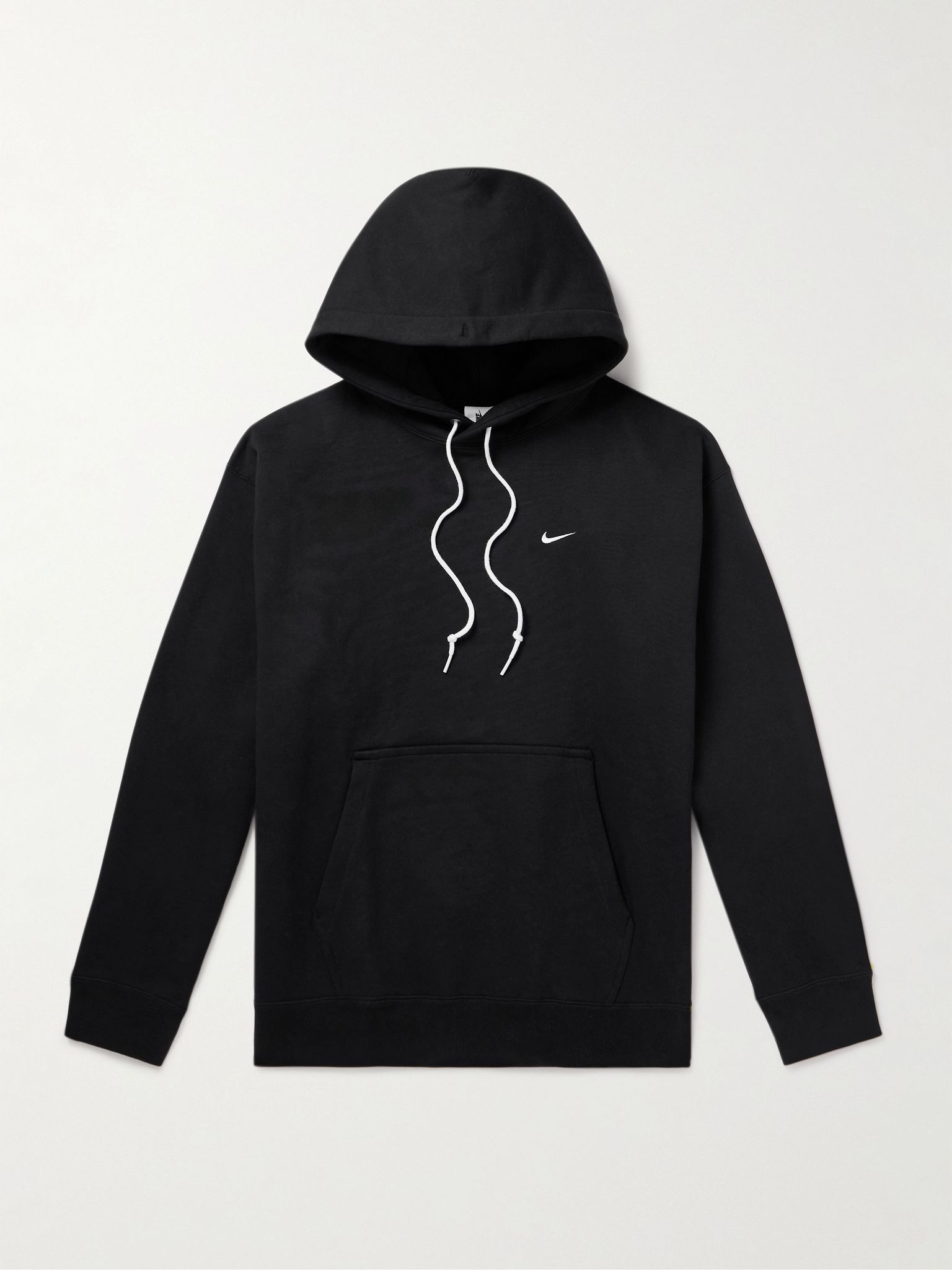 Solo Swoosh Logo-Embroidered Cotton-Blend Jersey Hoodie Black - 1