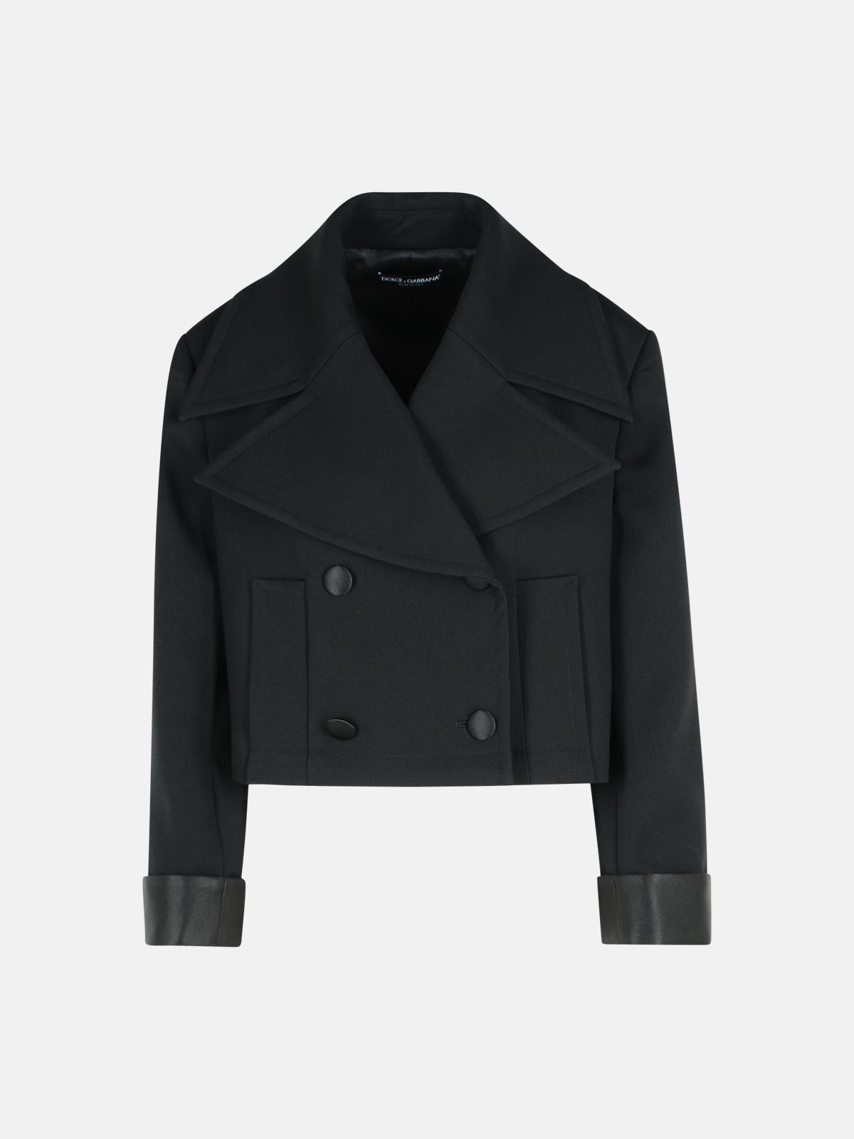 BLACK VIRGIN WOOL BLEND JACKET - 1