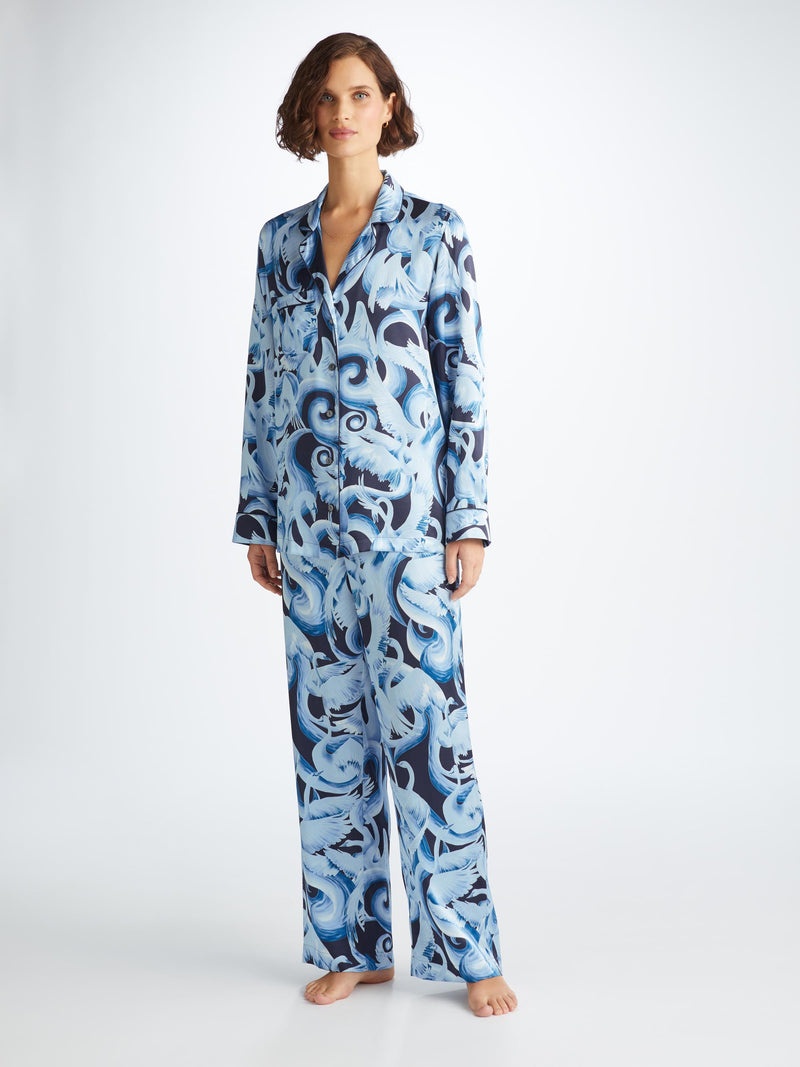 Women's Pyjamas Brindisi 104 Silk Satin Navy - 3
