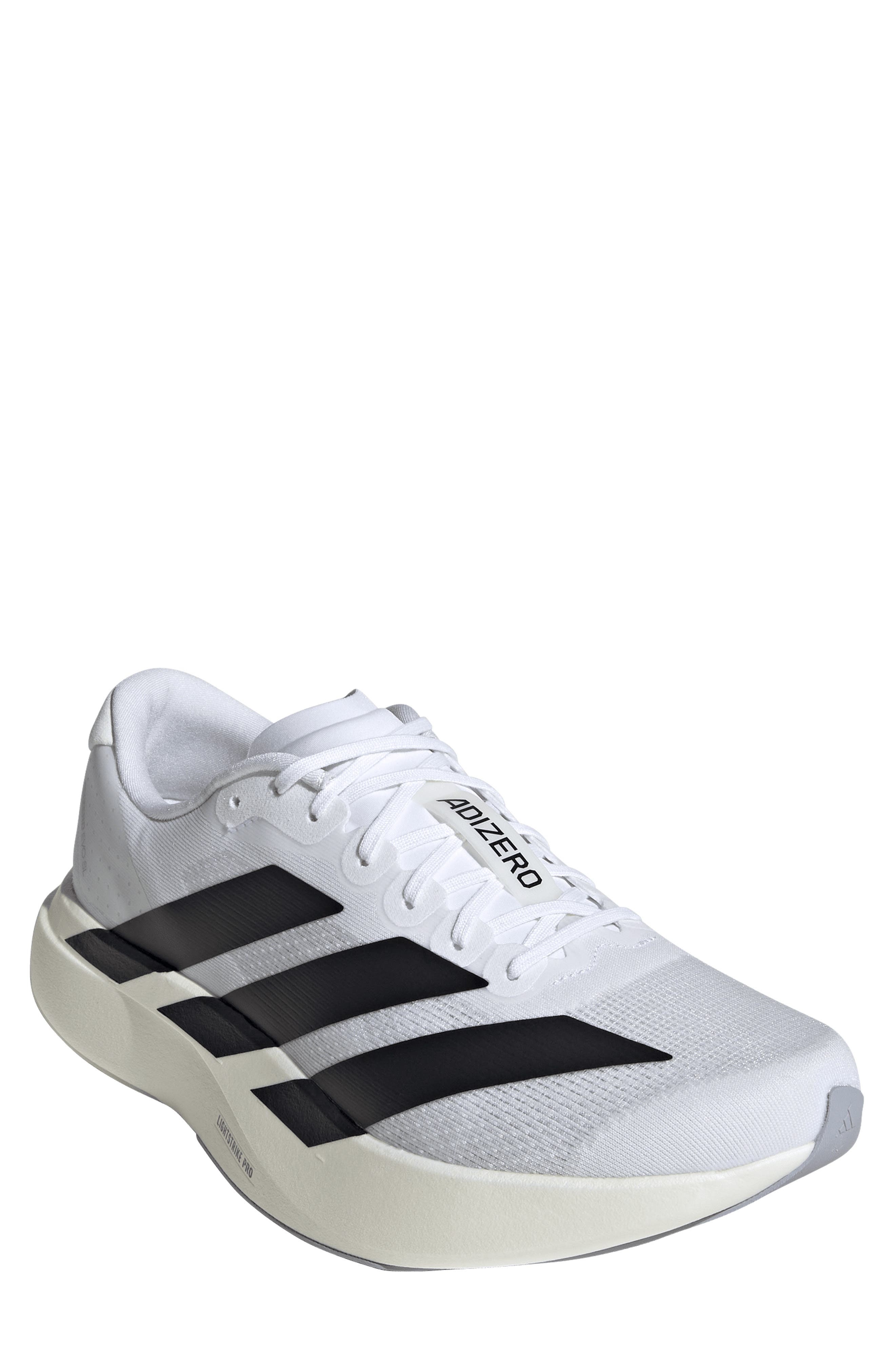 adidas Gender Inclusive Adizero Evo SL Running Shoe in White/Black/White at Nordstrom - 1