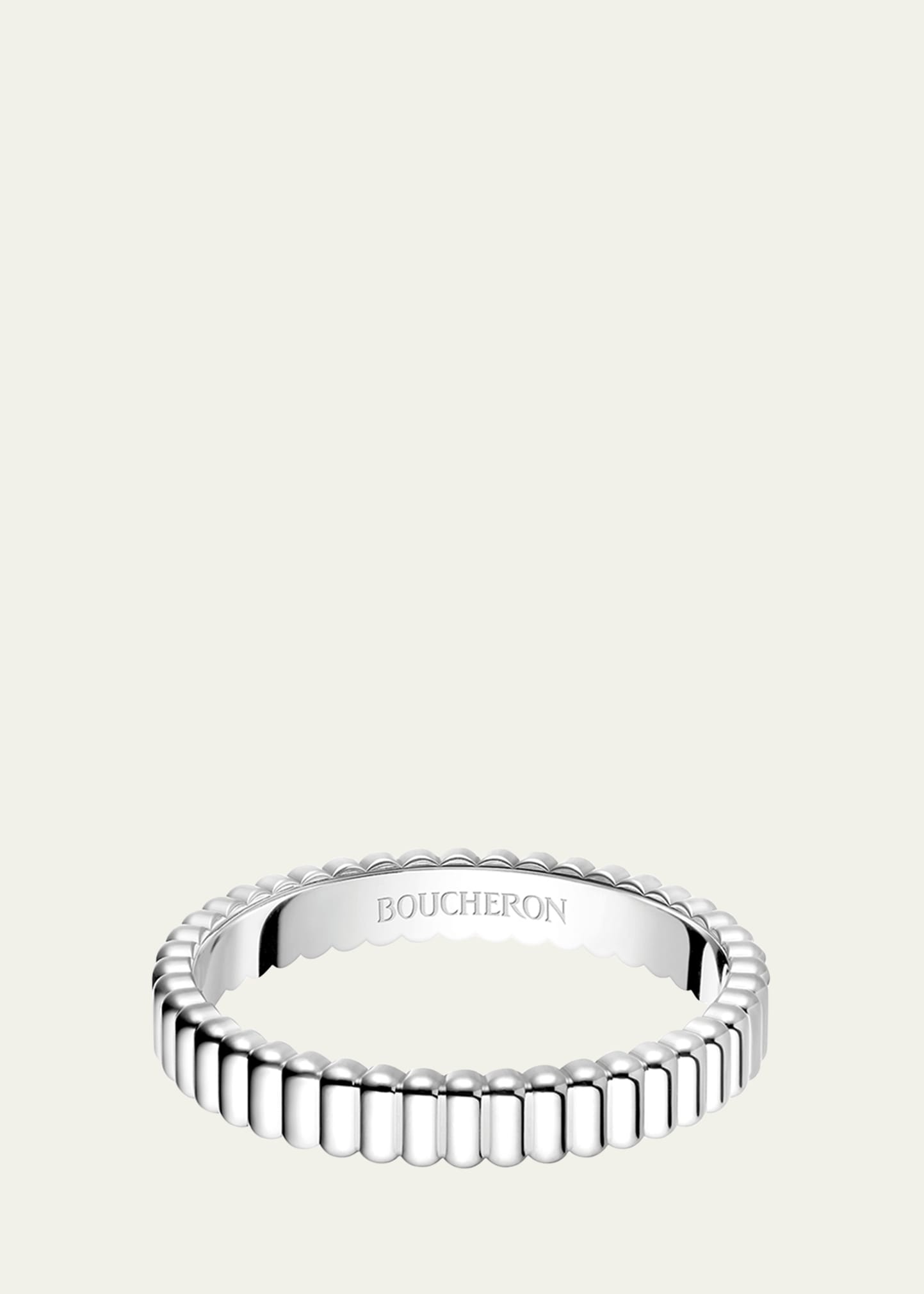 18K White Gold Grosgrain Wedding Band - 1