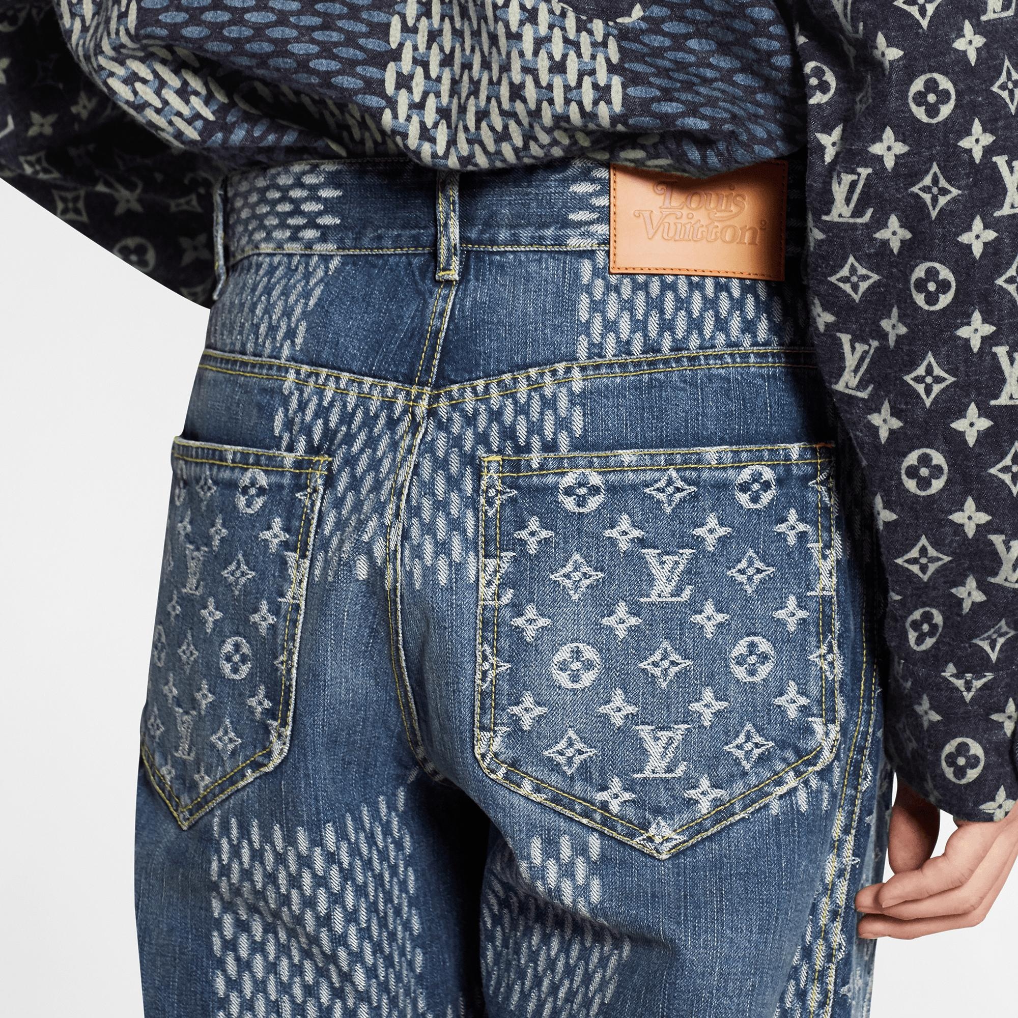 GIANT DAMIER WAVES MONOGRAM DENIM PANTS - 5