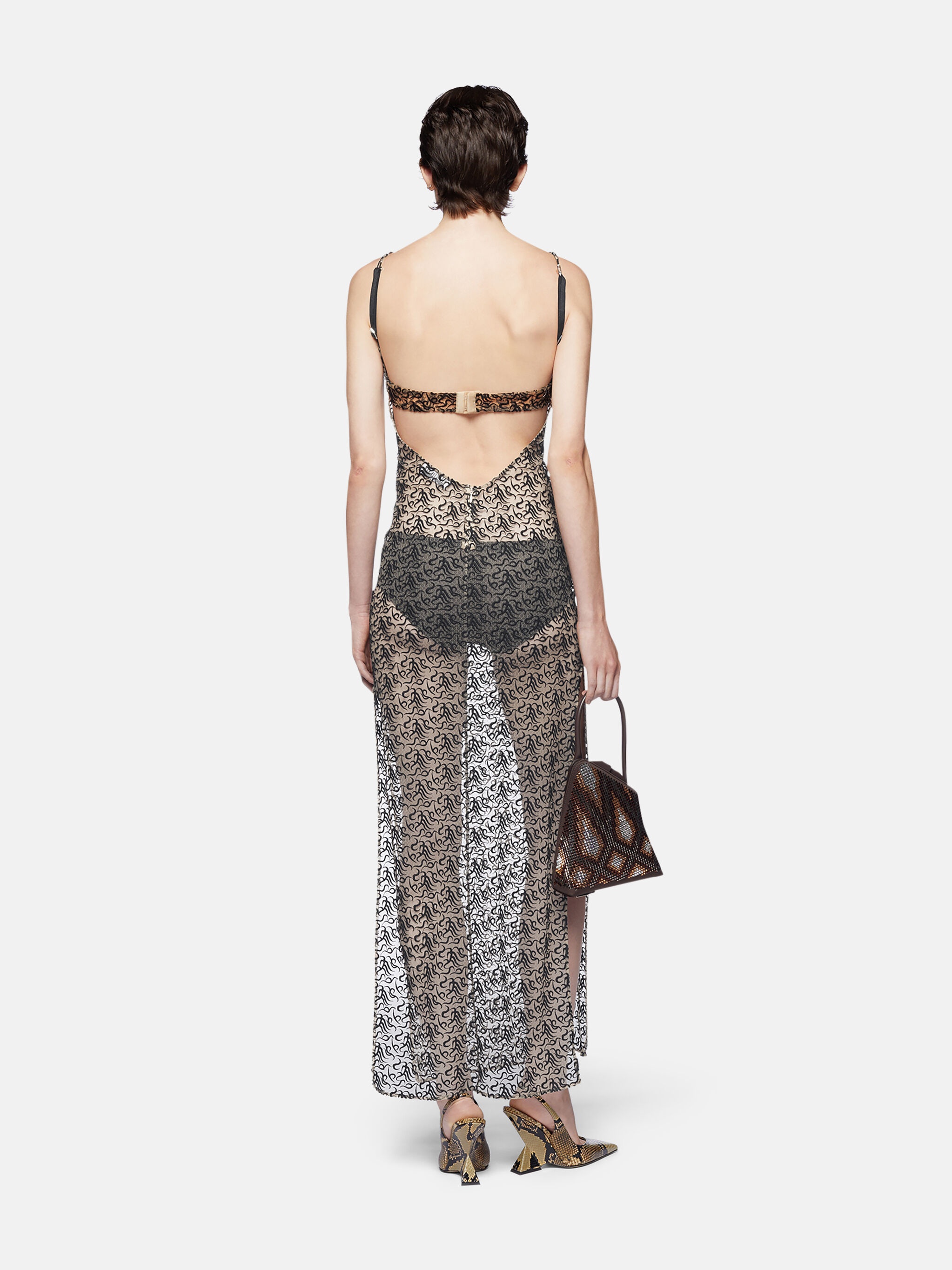 CHAMPAGNE AND BLACK LONG DRESS - 3