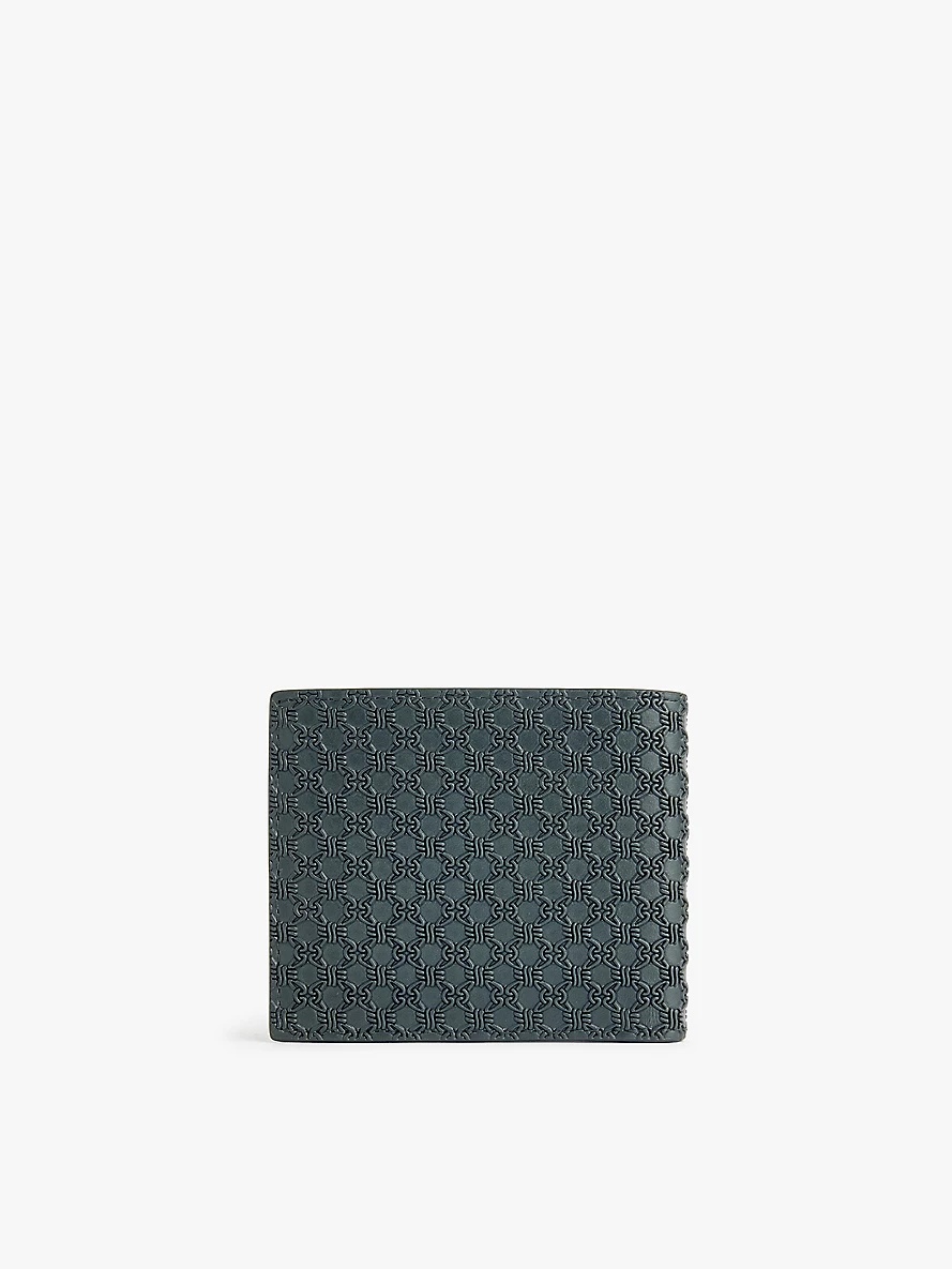 Embossed-pattern brand-plaque leather wallet - 3