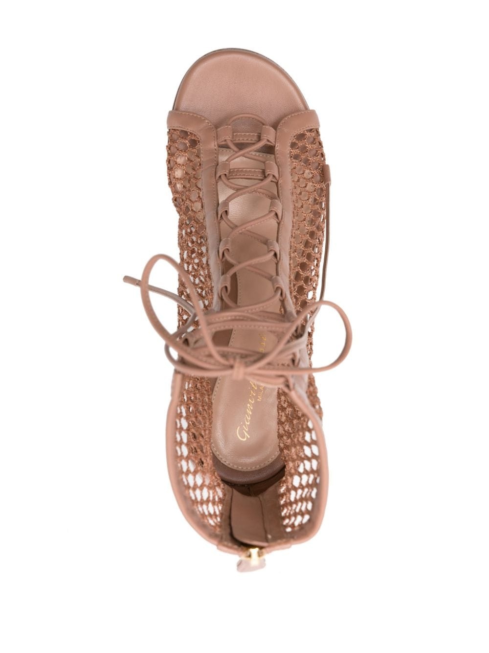 open-knit lace-up sandals - 4