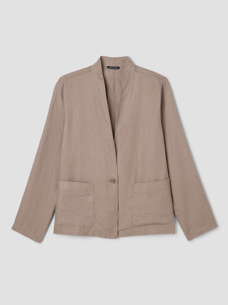 Organic Linen High Collar Jacket 1