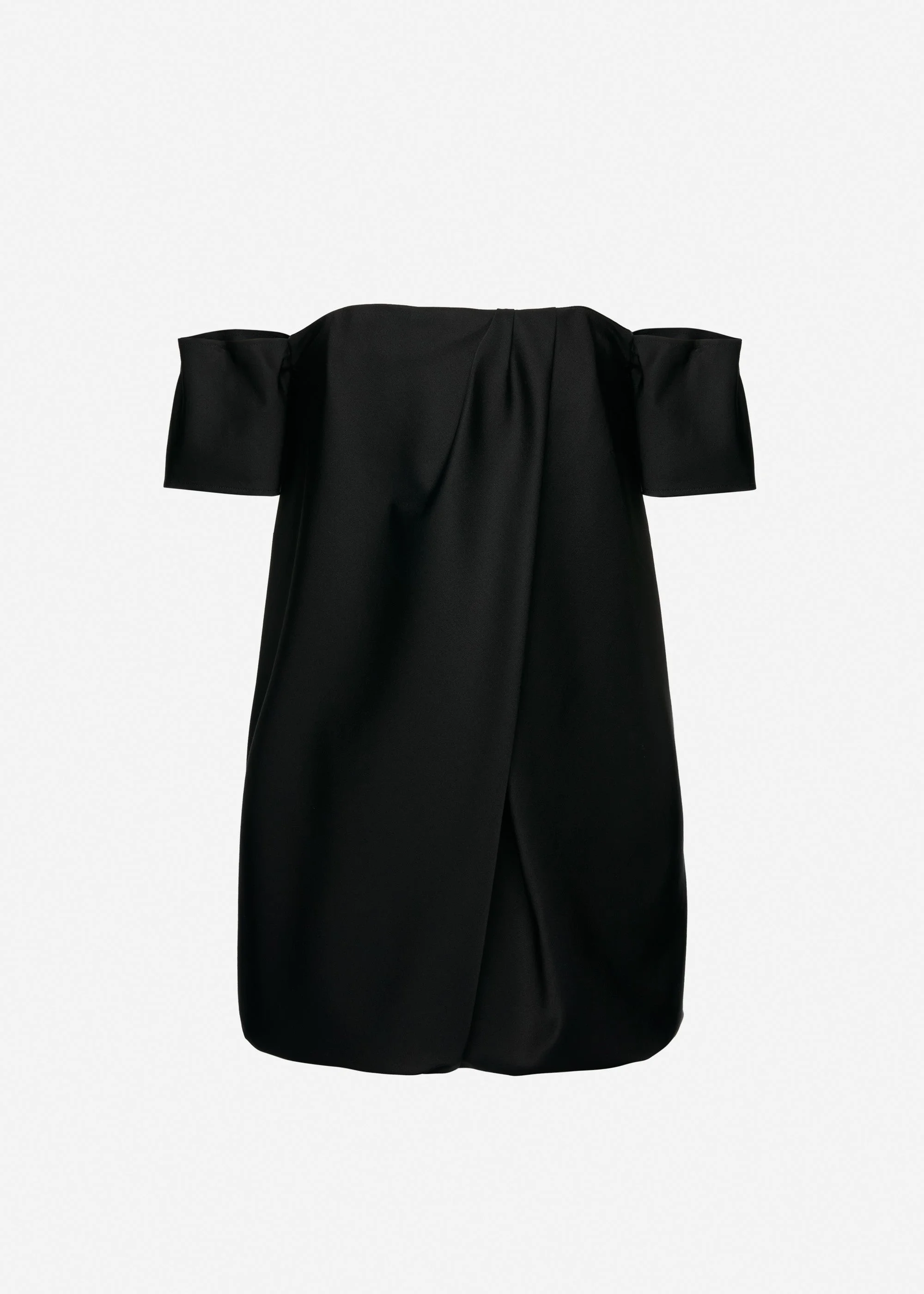 Off shoulder bubble mini dress in black - 1