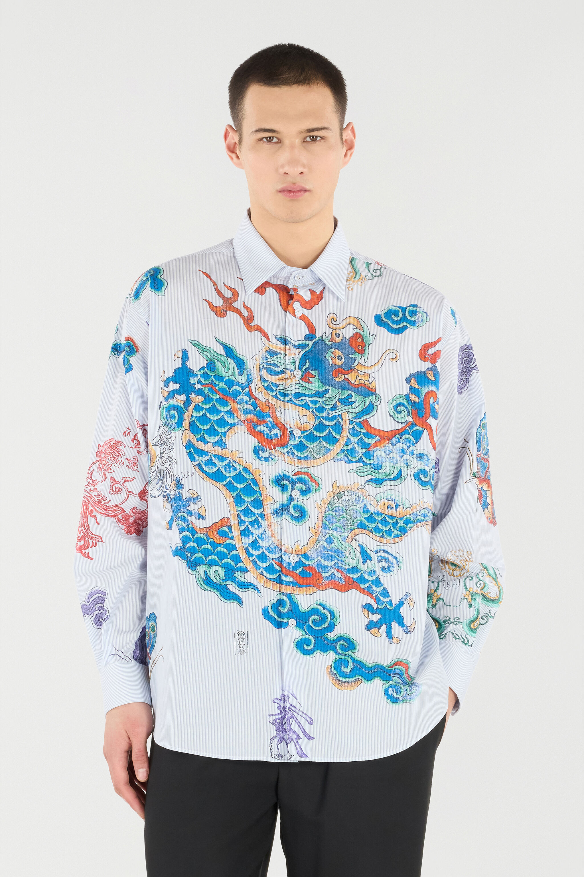 Shirt With Dragon, Flowers And Butterflies - 3