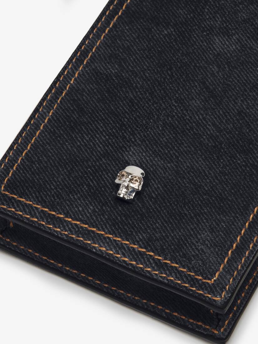 Women's Skull Phone Case With Chain in Denim - 4