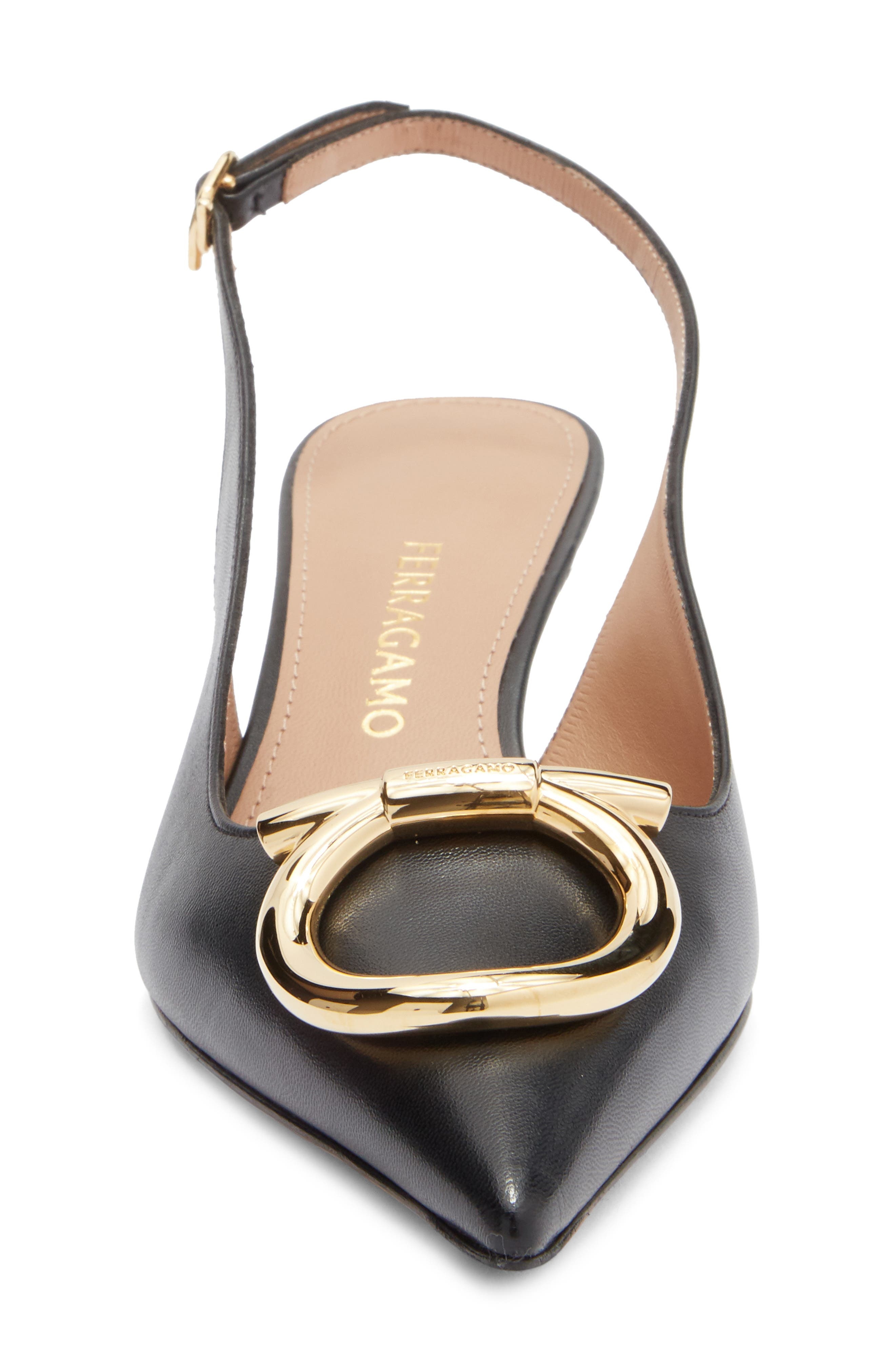 FERRAGAMO Sara Kitten Heel Slingback Pump in Nero at Nordstrom - 4